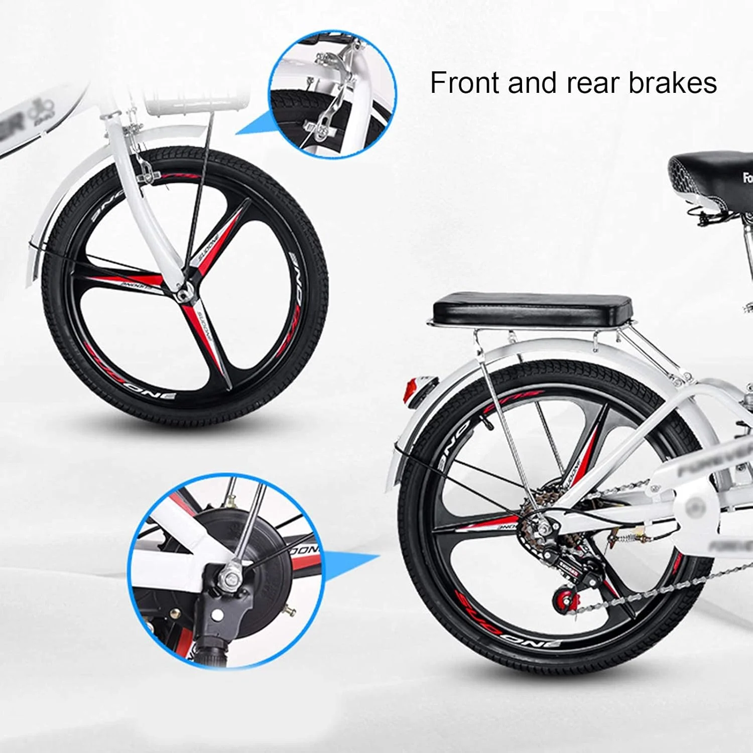 دوچرخه تاشو بزرگسال با چرخ‌های ۲۰ اینچی و باربند عقب، رنگ‌های متنوع (مشکی)