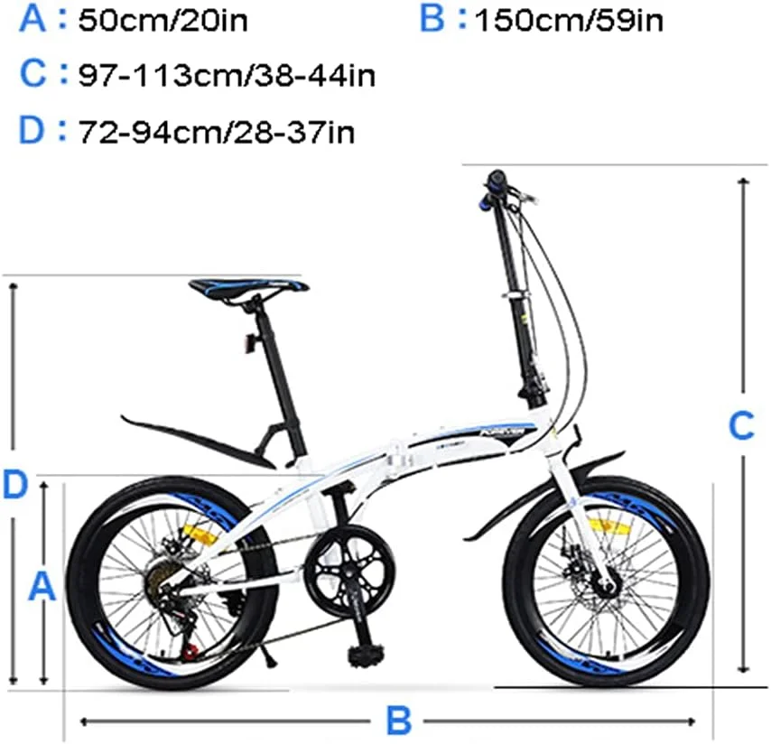 دوچرخه تاشو 7 سرعته 20 اینچی با فریم فولادی کم ارتفاع، زین راحت و گلگیر برای بزرگسالان - مشکی دوچرخه تاشو 7 سرعته 20 اینچی با فریم فولادی کم ارتفاع، زین راحت و گلگیر برای بزرگسالان - مشکی