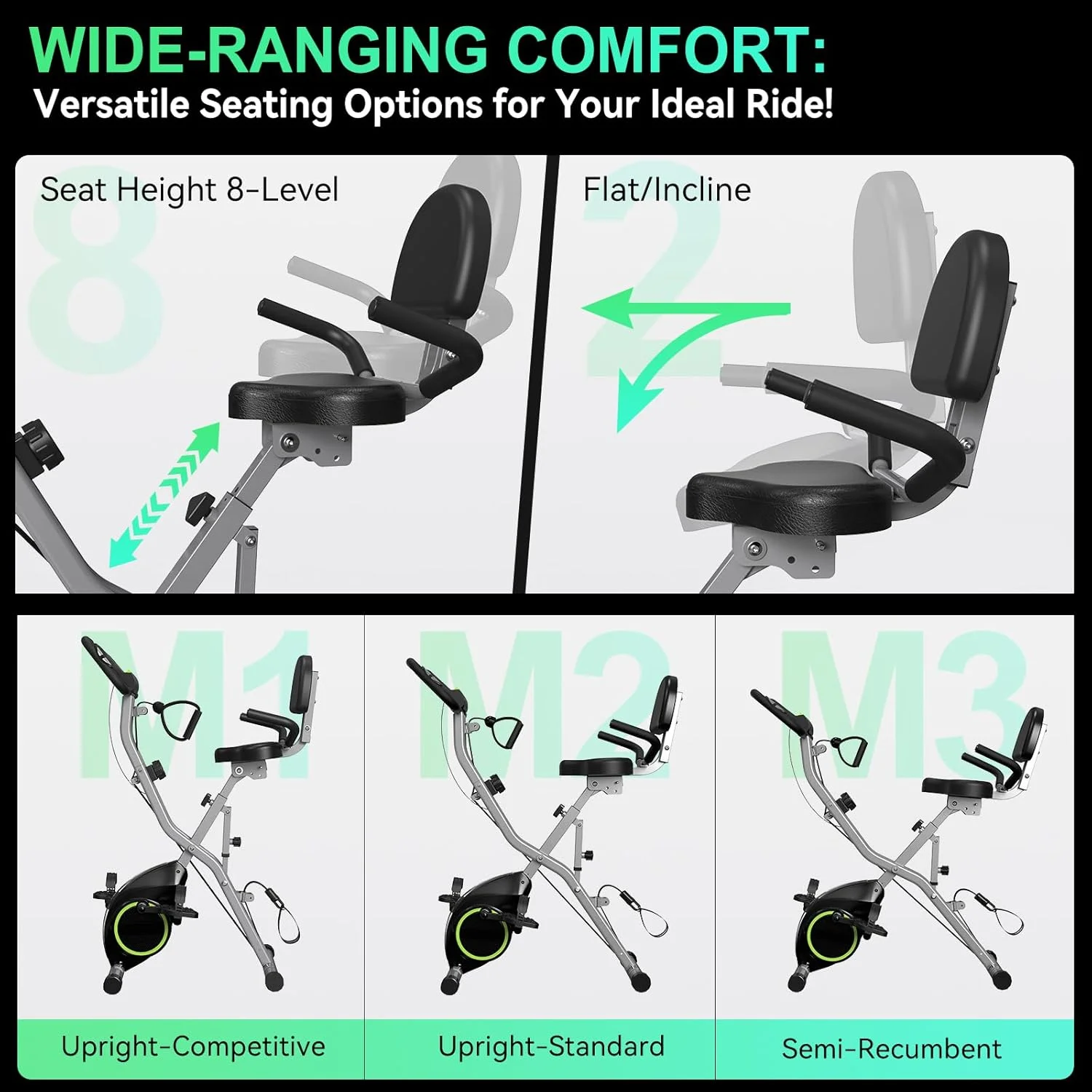 دوچرخه ثابت تاشو برای منزل، دوچرخه ورزشی داخلی 5 در 1 برای سالمندان، با 16 سطح مقاومت مغناطیسی بی صدا، چرخ لنگر 5.5 پوندی و ظرفیت 300 پوندی، طراحی 2024 مدل 817 X-bike دوچرخه ثابت تاشو برای منزل، دوچرخه ورزشی داخلی 5 در 1 برای سالمندان، با 16 سطح مقاومت مغناطیسی بی صدا، چرخ لنگر 5.5 پوندی و ظرفیت 300 پوندی، طراحی 2024 مدل 817 X-bike