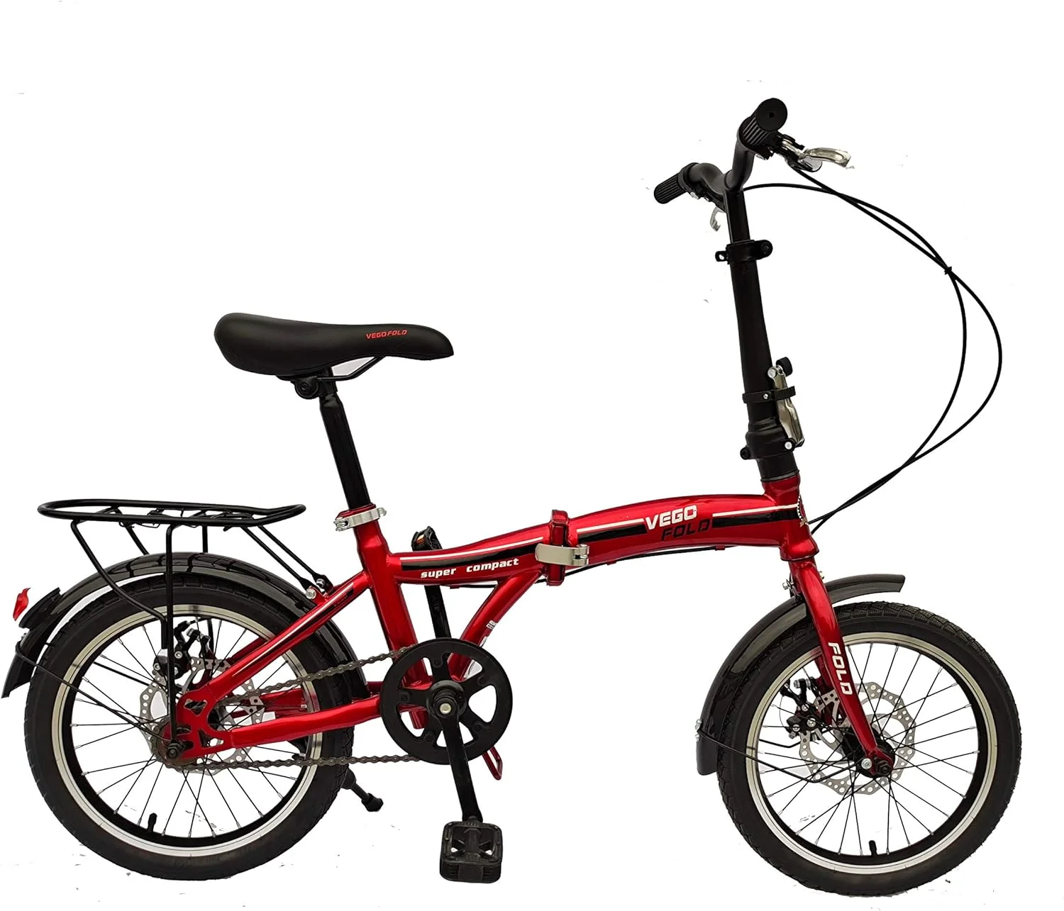 دوچرخه تاشو تک سرعته وگو فولد 16 اینچ - قرمز (مونتاژ 100٪)