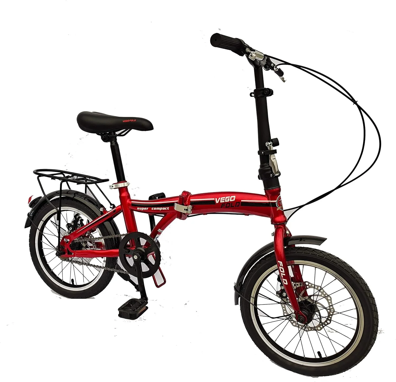 دوچرخه تاشو تک سرعته وگو فولد 16 اینچ - قرمز (مونتاژ 100٪) دوچرخه تاشو تک سرعته وگو فولد 16 اینچ - قرمز (مونتاژ 100٪)