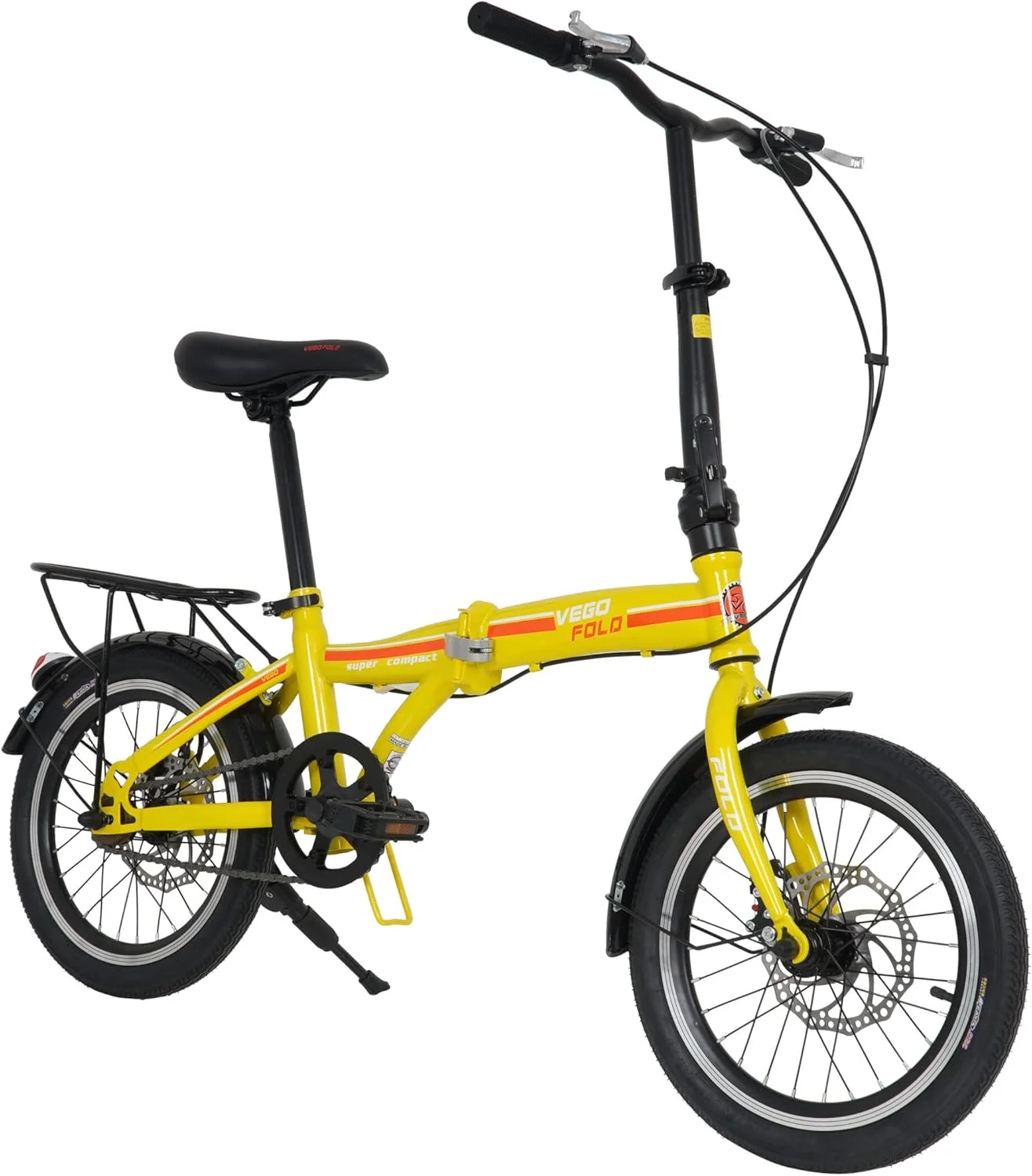 دوچرخه تاشو وگو فولد تک سرعته 16 اینچ زرد دوچرخه تاشو وگو فولد تک سرعته 16 اینچ زرد