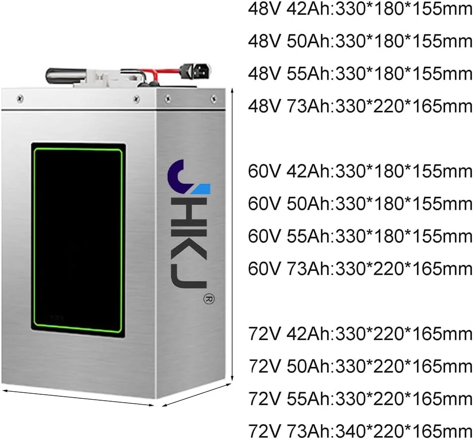 باطری موتور سیکلت برقی 60 ولت 48 ولت 60 ولت 72 ولت 42 آمپر ساعت 50 آمپر ساعت 55 آمپر ساعت 73 آمپر ساعت لیتیوم یون برای موتور اسکوتر 50-5500 وات به همراه شارژر، 72 ولت 73 آمپر ساعت