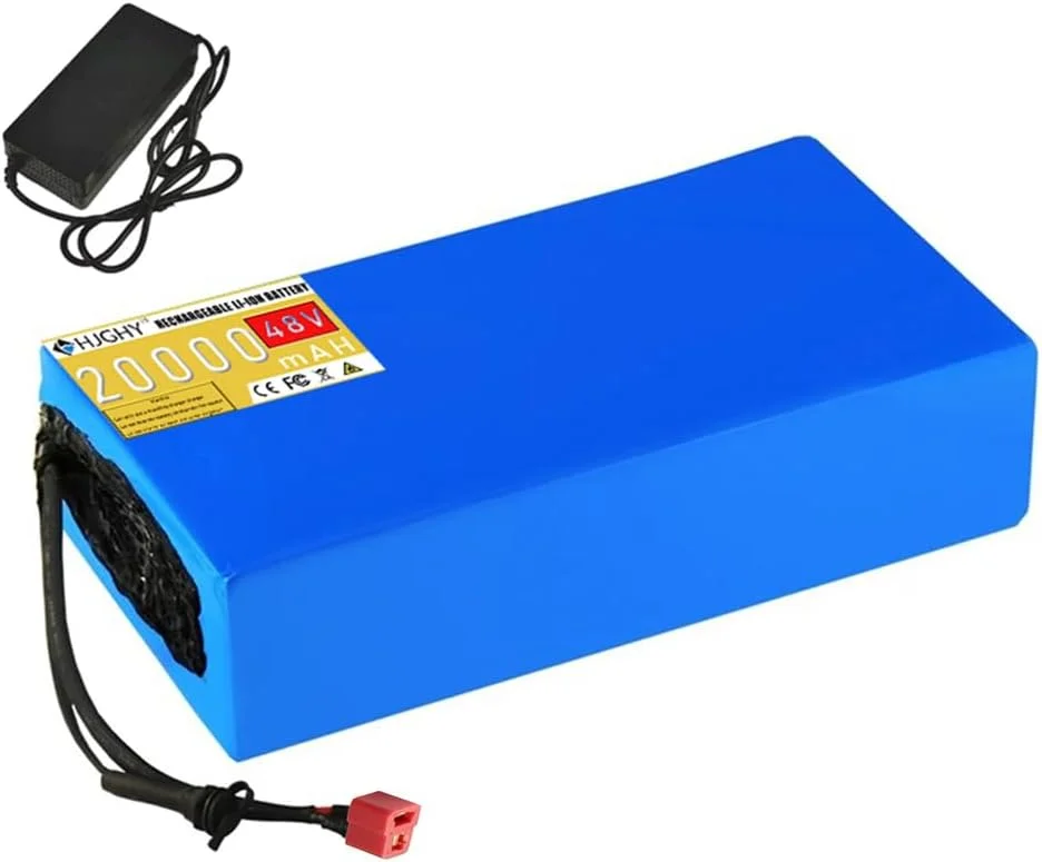 بسته باتری لیتیوم-یونی 48 ولت 20 آمپر ساعت 30 آمپر ساعت 40 آمپر ساعت به همراه شارژر و برد محافظ BMS برای موتور 500 وات 1500 وات 2000 وات، دوشاخه T، 48 ولت 20 آمپر ساعت