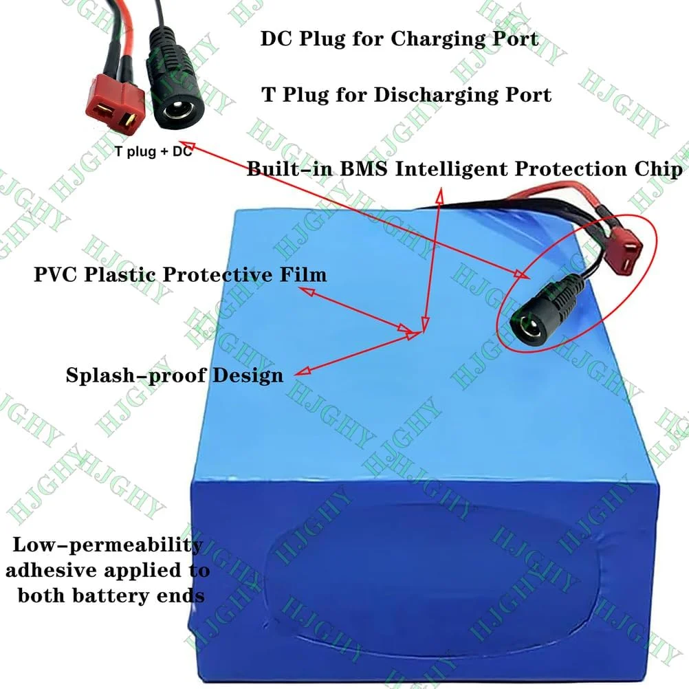 باطری لیتیوم-یون قابل تعویض 48 ولت 20 آمپر ساعت، باطری 24 ولت 15 آمپر ساعت و باطری PVC لیتیومی 36 ولت 10 آمپر ساعت برای کیت های تبدیل موتور 350 وات - 1000 وات به همراه شارژر و BMS