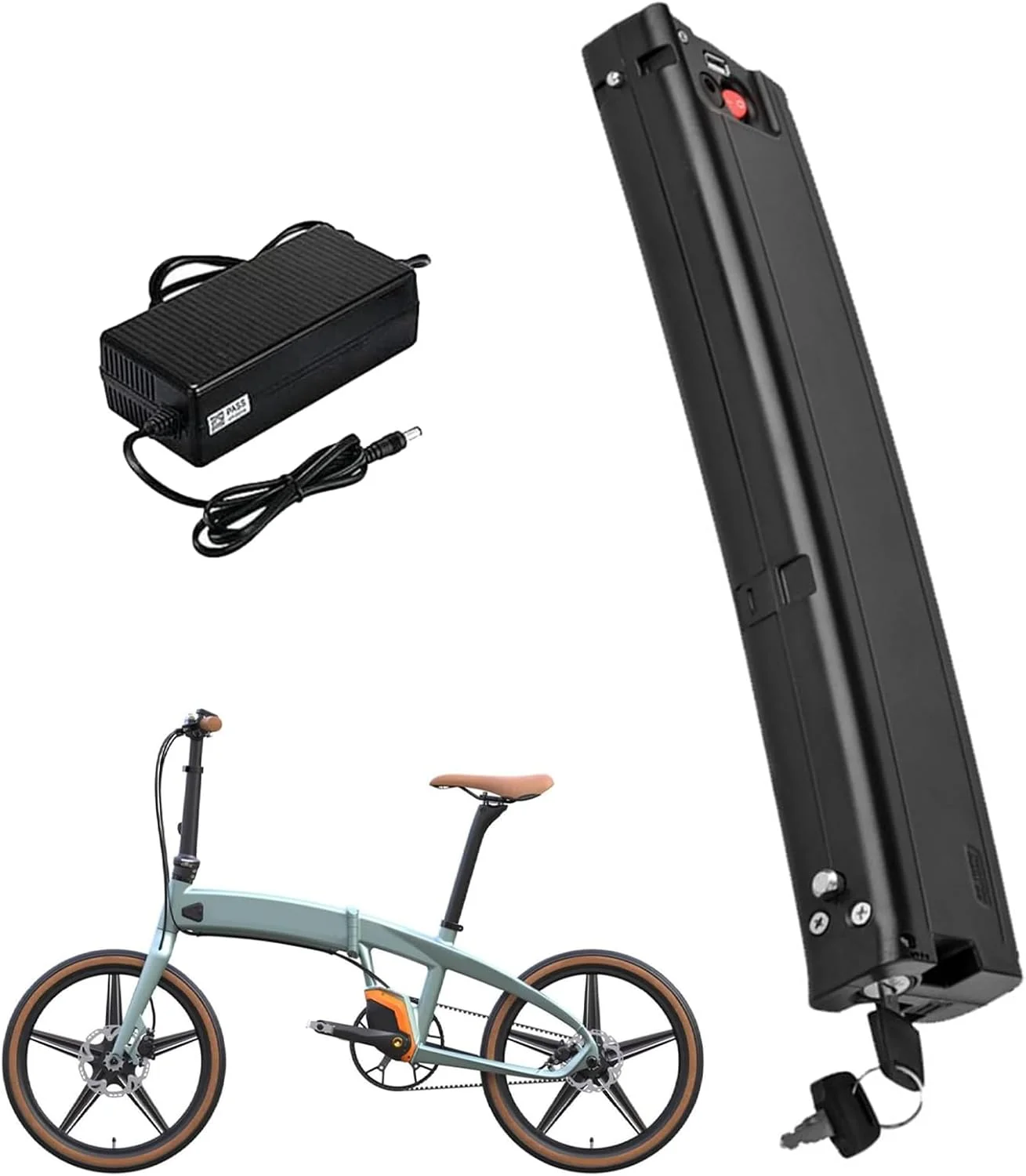 باتری خمیده 36 ولت 7.8 آمپر ساعت، 8.7 آمپر ساعت، 10.2 آمپر ساعت جایگزین باتری لیتیوم-یونی 36 ولت برای کیت های تبدیل موتور 280 وات - 360 وات به همراه شارژر و سوئیچ