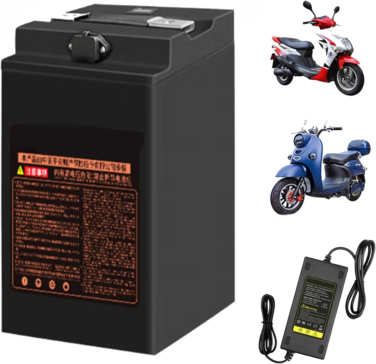 بسته باتری لیتیوم یون 48 ولت 60 ولت 30 آمپر ساعت 40 آمپر ساعت 60 آمپر ساعت برای سه چرخه موتور برقی 72 ولت 30 آمپر ساعت 40 آمپر ساعت 50 آمپر ساعت موتور سیکلت برقی برای موتور 0-4500 وات به همراه شارژر، 48 ولت، 50 آمپر ساعت