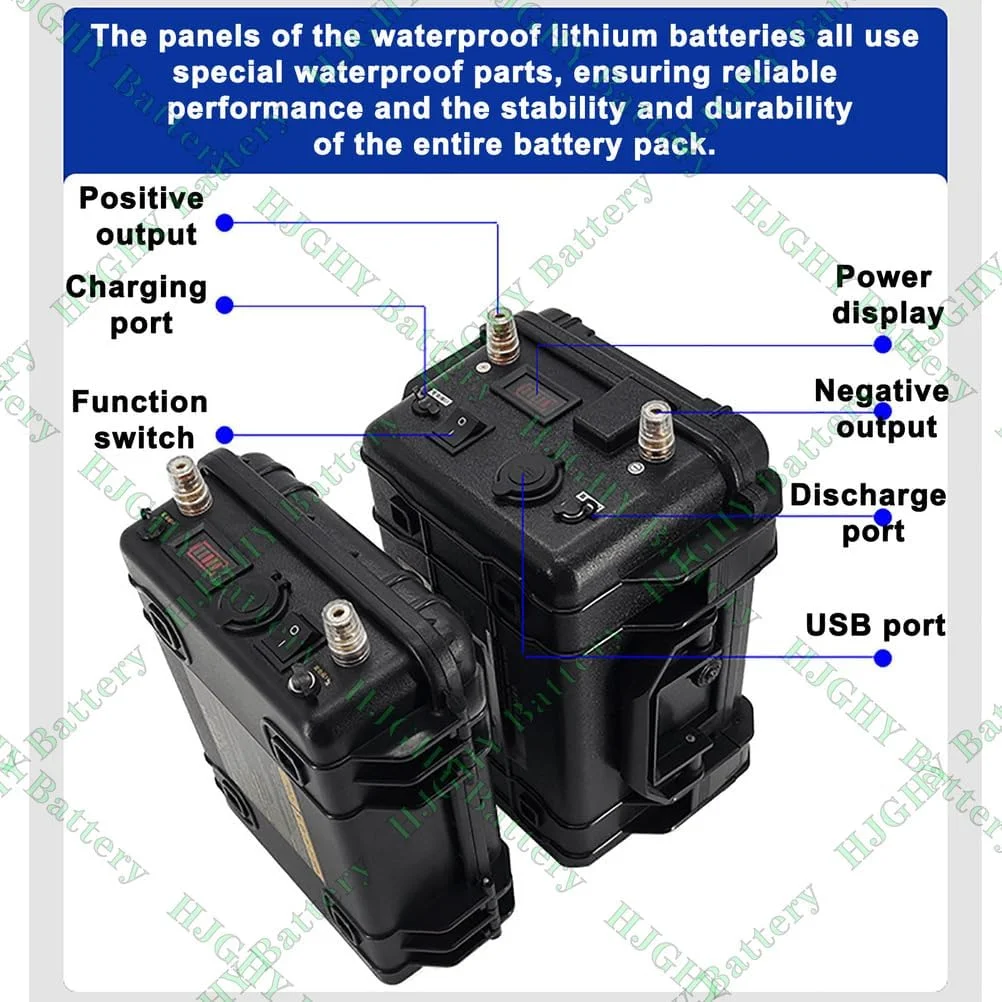 باتری تراستر 12 ولت 60 آمپر ساعت، 80 آمپر ساعت، 100 آمپر ساعت، 120 آمپر ساعت، 150 آمپر ساعت، 200 آمپر ساعت، باتری قایق ماهیگیری 24 ولت 60 آمپر ساعت، 100 آمپر ساعت با سوئیچ برق و دسته برای کیت های موتور 720 وات - 2400 وات