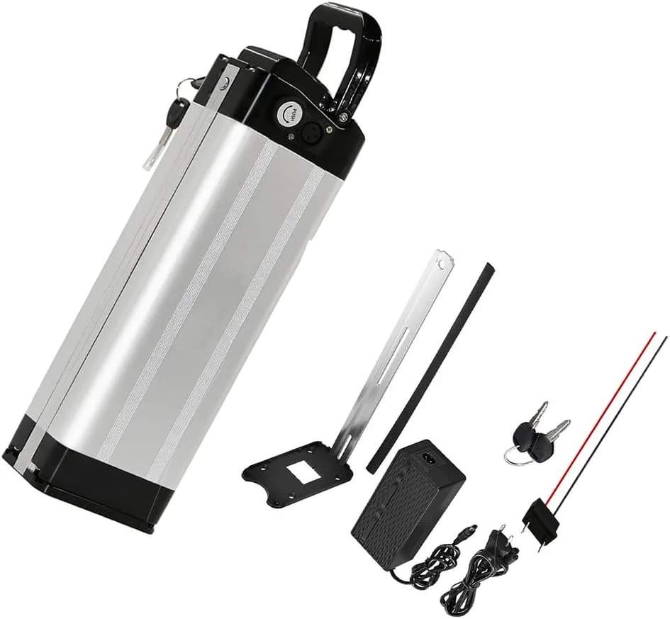 باتری لیتیوم یونی 24 ولت دوچرخه برقی 24V 10Ah 13Ah 15Ah 20Ah برای موتور دوچرخه کوهستانی 0-500 وات به همراه شارژر، 2 پین، 24V 13Ah