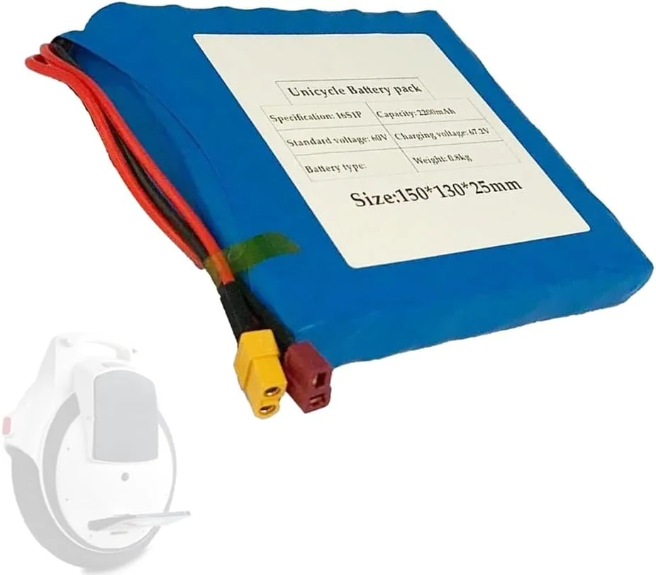 بسته باتری لیتیوم یونی 60 ولت 2.2 آمپر ساعت 16S1P باتری تک چرخ 60 ولت 2200 میلی آمپر ساعت لوازم جانبی پشتیبان با دوشاخه T + XT60