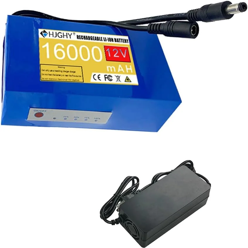 بسته باتری لیتیومی 12 ولت 12 آمپر ساعت 16 آمپر ساعت 24 آمپر ساعت، باتری لیتیوم پلیمری قابل حمل و قدرتمند 12 ولت 5000 میلی آمپر ساعت 9000 میلی آمپر ساعت DC مناسب برای تجهیزات منبع تغذیه 12 ولت با شارژر