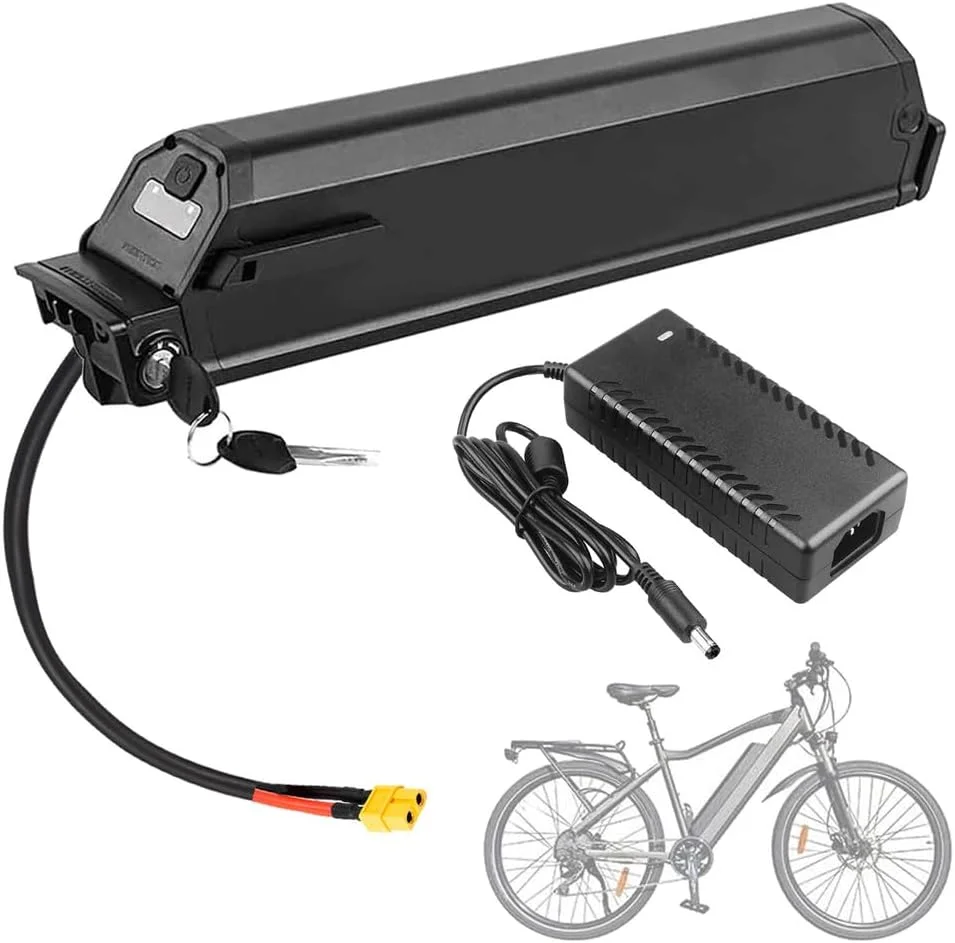 باطری جایگزین لیتیومی 48 ولت 13 آمپر ساعت، 10.4 آمپر ساعت، باطری های لوله پایین 36 ولت، باطری های لیتیومی 17.5 آمپر ساعت 21 آمپر ساعت به همراه شارژر و پورت 2 هسته ای برای موتور 250 وات - 850 وات، 48v17.5ah xt60