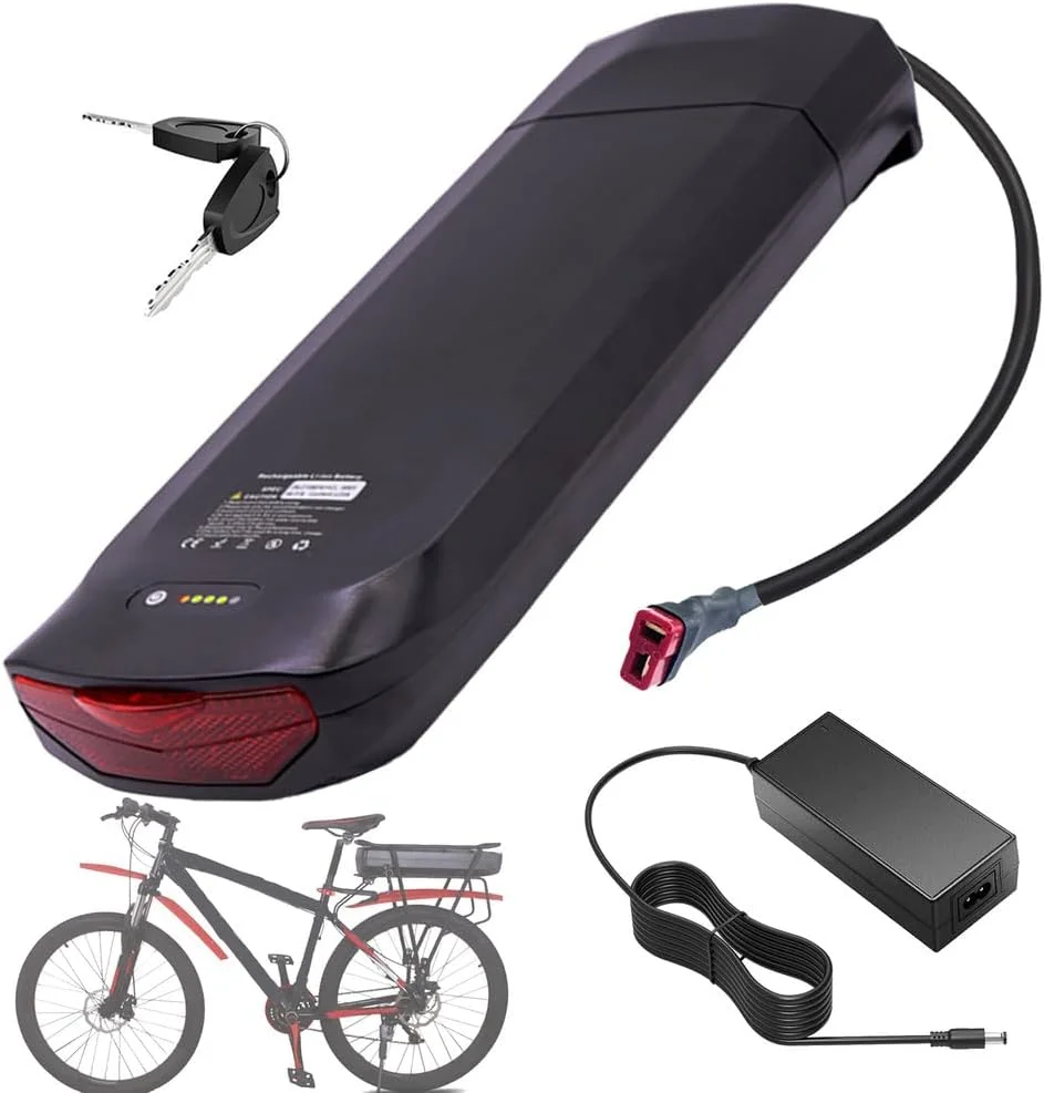 باطری جایگزین لیتیومی 36 ولت 10 آمپر ساعت، 17.5 آمپر ساعت، 16 آمپر ساعت، باطری لیتیوم-یون 48 ولت 14 آمپر ساعت، 8 آمپر ساعت، باطری های قفسه عقب 48 ولت به همراه شارژر و چراغ عقب برای موتورهای 250 وات - 700 وات