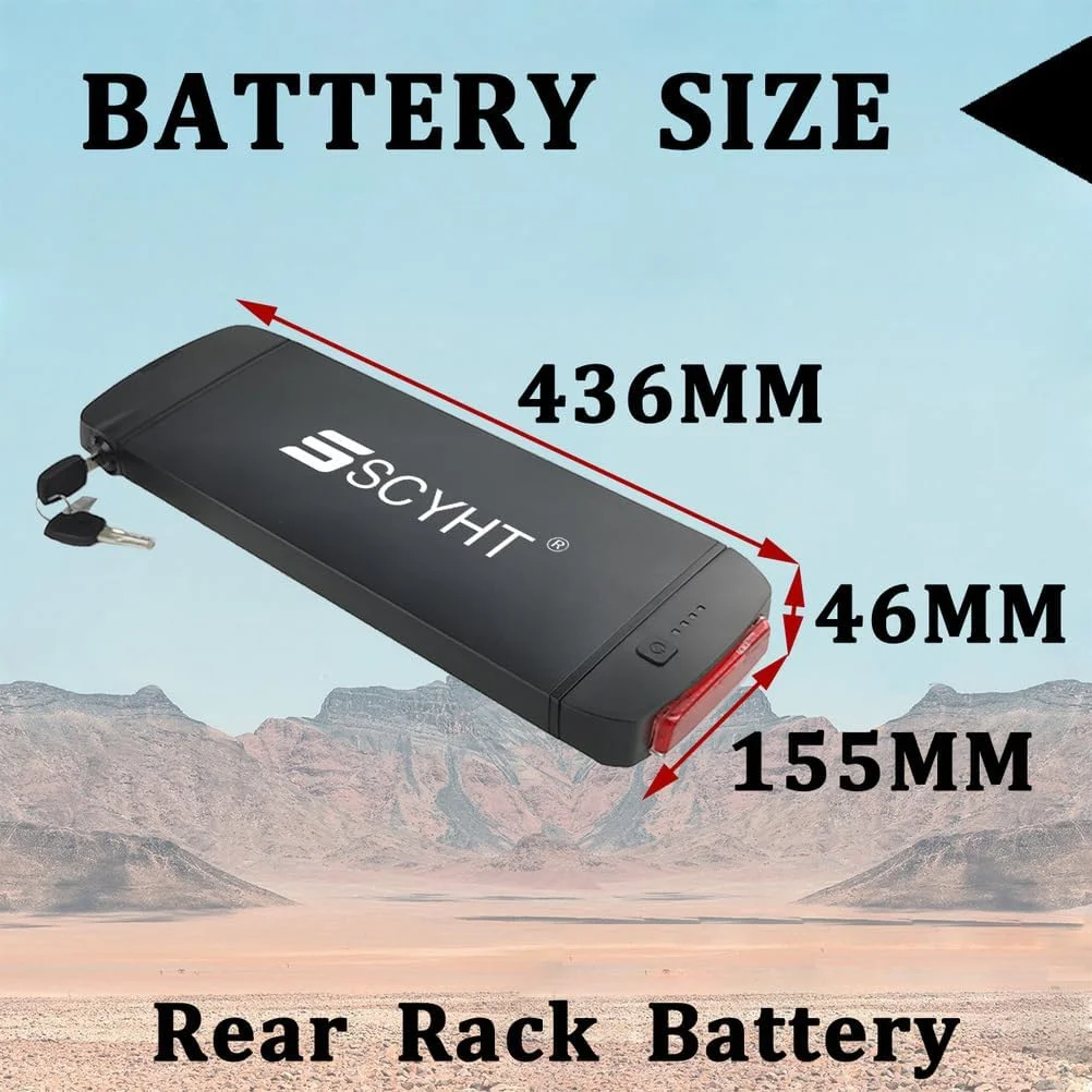 باطری لیتیومی 36 ولت 7.8 آمپر ساعت، 9.6 آمپر ساعت، 10.5 آمپر ساعت، 9 آمپر ساعت، باطری لیتیوم-یون 48 ولت، باطری های رک عقب 36 ولت به همراه شارژر و براکت برای موتورهای 250 وات - 400 وات