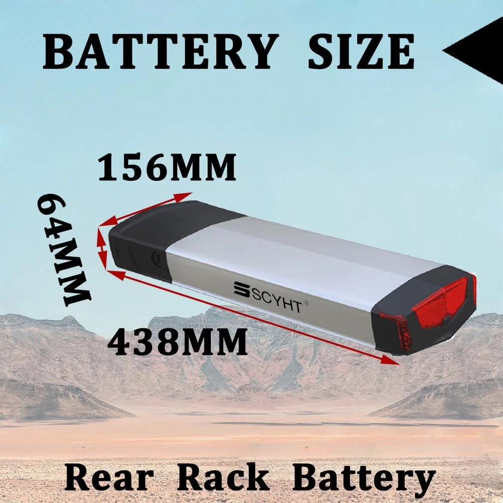 باتری لیتیومی 48 ولت 10 آمپر ساعت، 17.5 آمپر ساعت، 15 آمپر ساعت، 12 آمپر ساعت، باتری جایگزین 18 آمپر ساعت لیتیوم یون 36 ولت، باتری های قفسه عقب به همراه شارژر و براکت برای موتورهای 200 وات - 850 وات