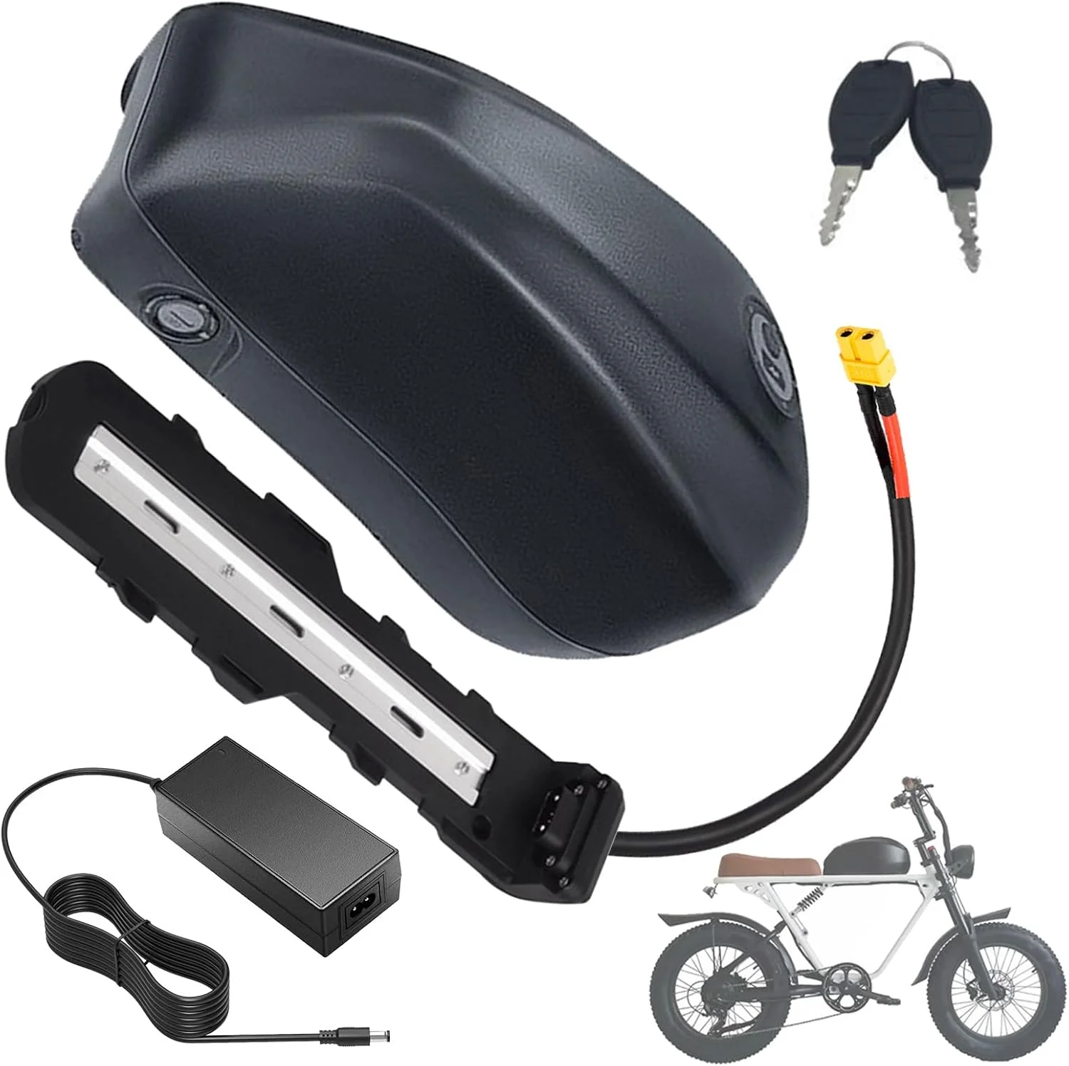 باطری لیتیومی 48 ولت 30 آمپر ساعت 25 آمپر ساعت 35 آمپر ساعت باطری قابل شارژ 20 آمپر ساعت باطری های لیتیوم یون 48 ولت باطری های قابل جابجایی با شارژر و پورت 6 هسته ای برای کیت موتور 500 وات - 1700 وات