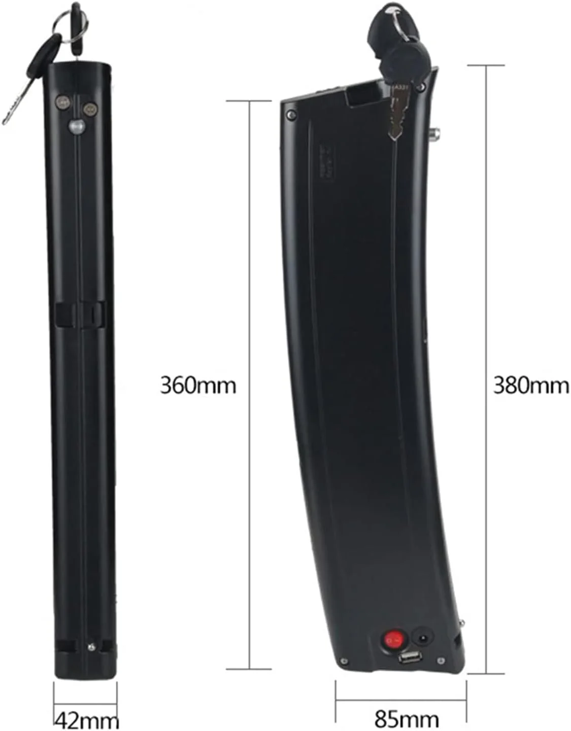 باتری لیتیوم یونی خمیده 36 ولت برای دوچرخه برقی تاشو 7.8 آمپر ساعت 9 آمپر ساعت 9.6 آمپر ساعت 10.5 آمپر ساعت با پورت USB و خروجی 2 پین برای موتور اسکوتر 100 وات 250 وات 350 وات