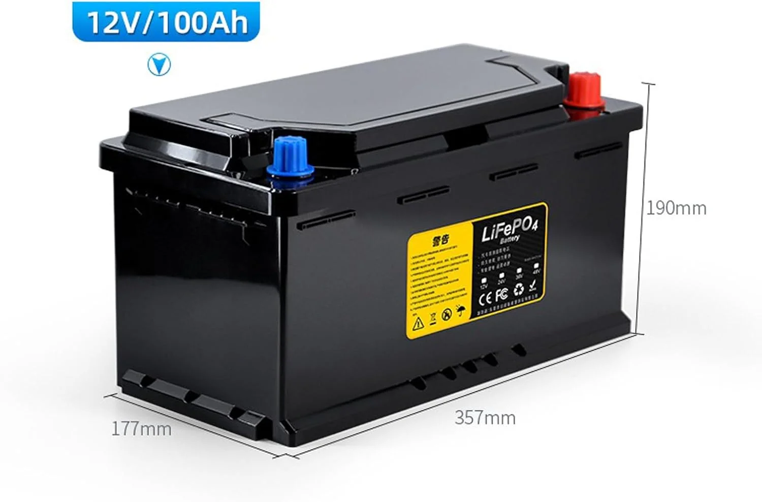باتری لیتیومی استارت خودرو 12.8 ولت، باتری لیتیوم آهن فسفات 12 ولت 50 آمپر ساعت 100 آمپر ساعت LiFePO4، بسته باتری برای خودروها/موتور سه چرخه، جایگزین باتری های اسیدی