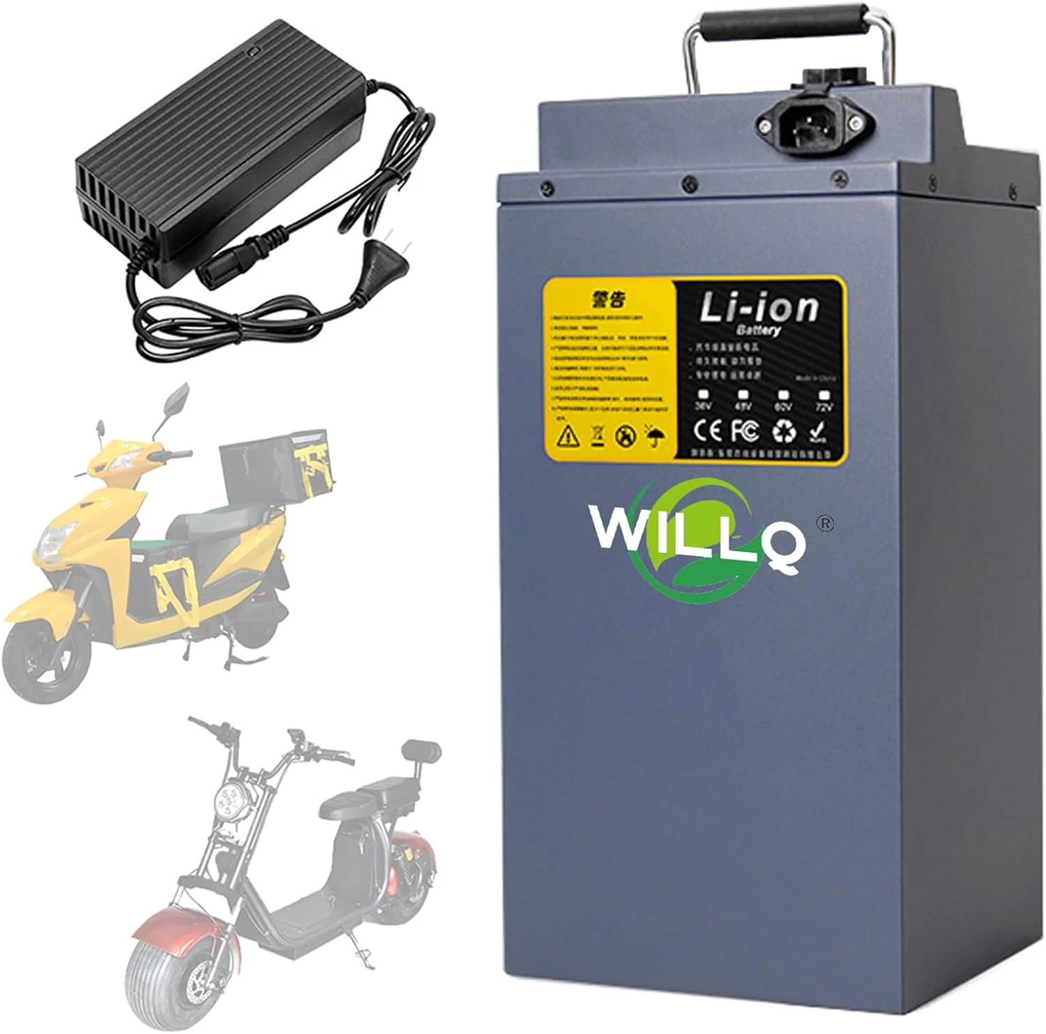 بسته باتری لیتیوم یون دوچرخه برقی 48 ولت 15 آمپر ساعت 20 آمپر ساعت 25 آمپر ساعت برای موتور سیکلت سه چرخه برقی 500 وات 750 وات 1000 وات 1200 وات، 48v15ah