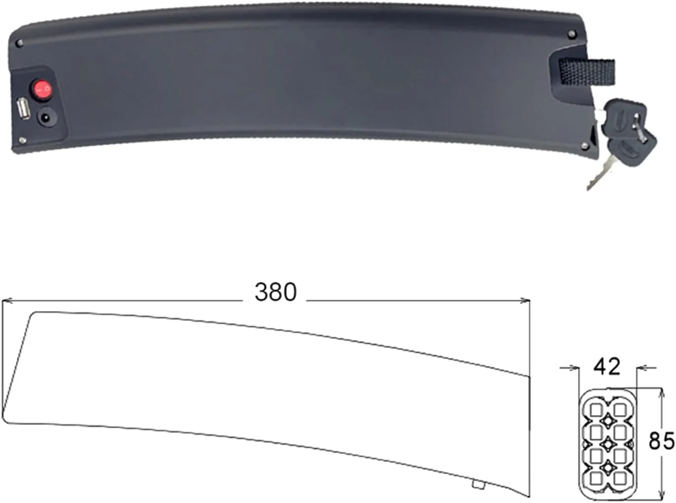 باتری اسکوتر 36 ولت با شکل منحنی 36 ولت 8.7 آمپر ساعت، بسته باتری لیتیومی مخفی با پورت تخلیه 5 پین و شارژر 2 آمپر برای کیت موتور 100 وات 250 وات 300 وات
