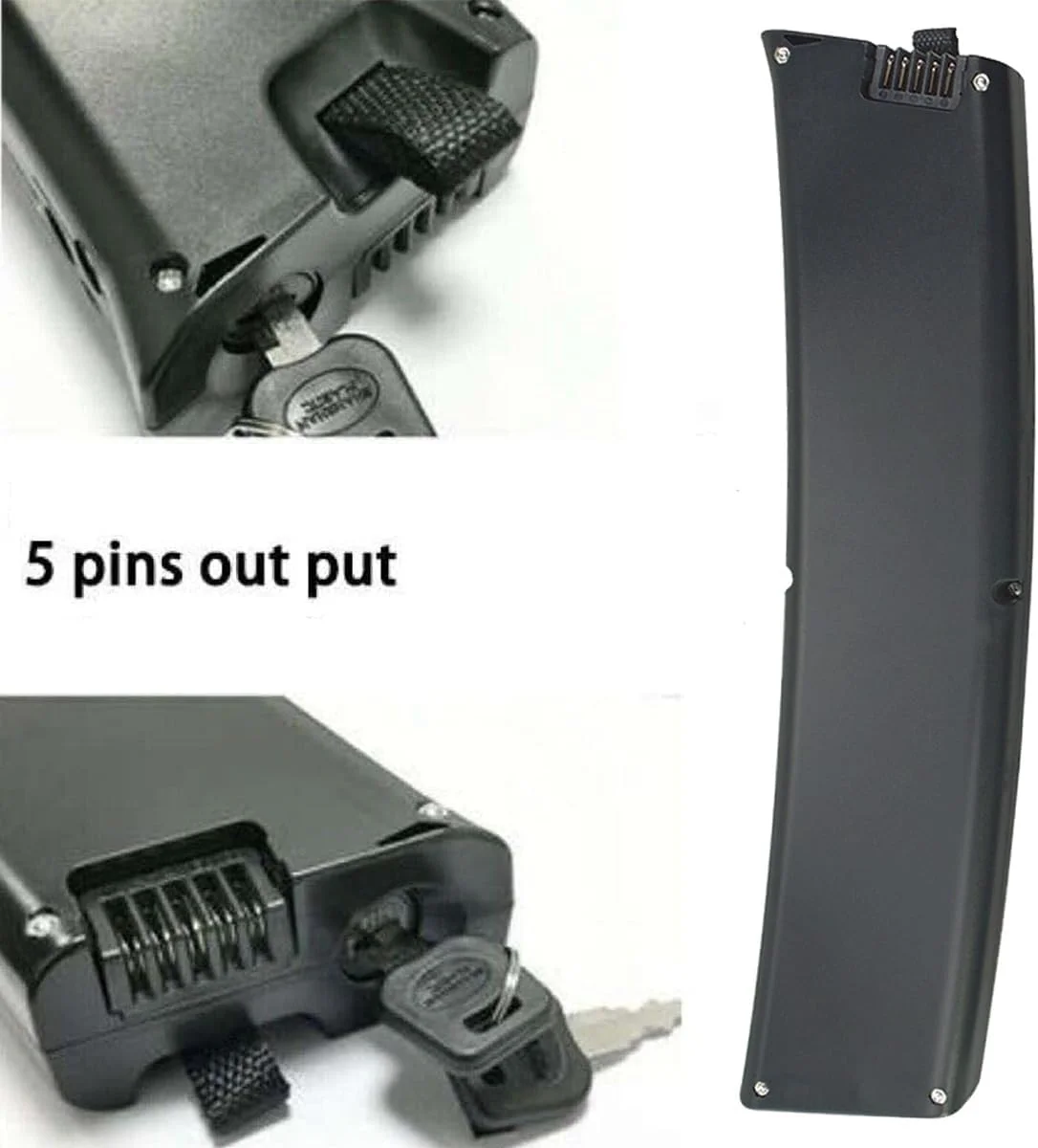 باتری اسکوتر 36 ولت با شکل منحنی 36 ولت 8.7 آمپر ساعت، بسته باتری لیتیومی مخفی با پورت تخلیه 5 پین و شارژر 2 آمپر برای کیت موتور 100 وات 250 وات 300 وات