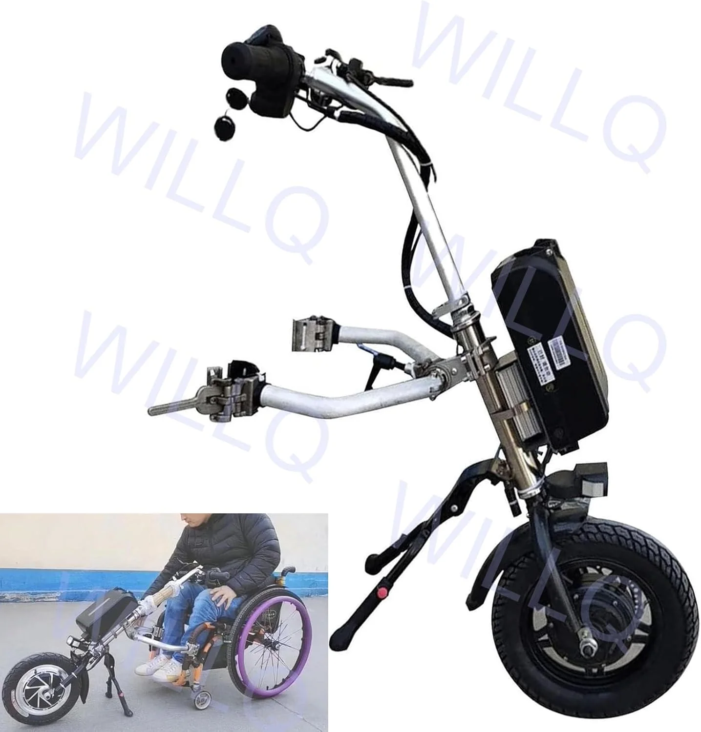 دستگاه کشش ویلچر 36 ولت 48 ولت با باتری لیتیوم یون 13AH 15.6AH 18.2AH 20.8AH 23.4AH برای اتصال ویلچر برقی هندسایکل 0-900 وات، 240mm 48v13ah