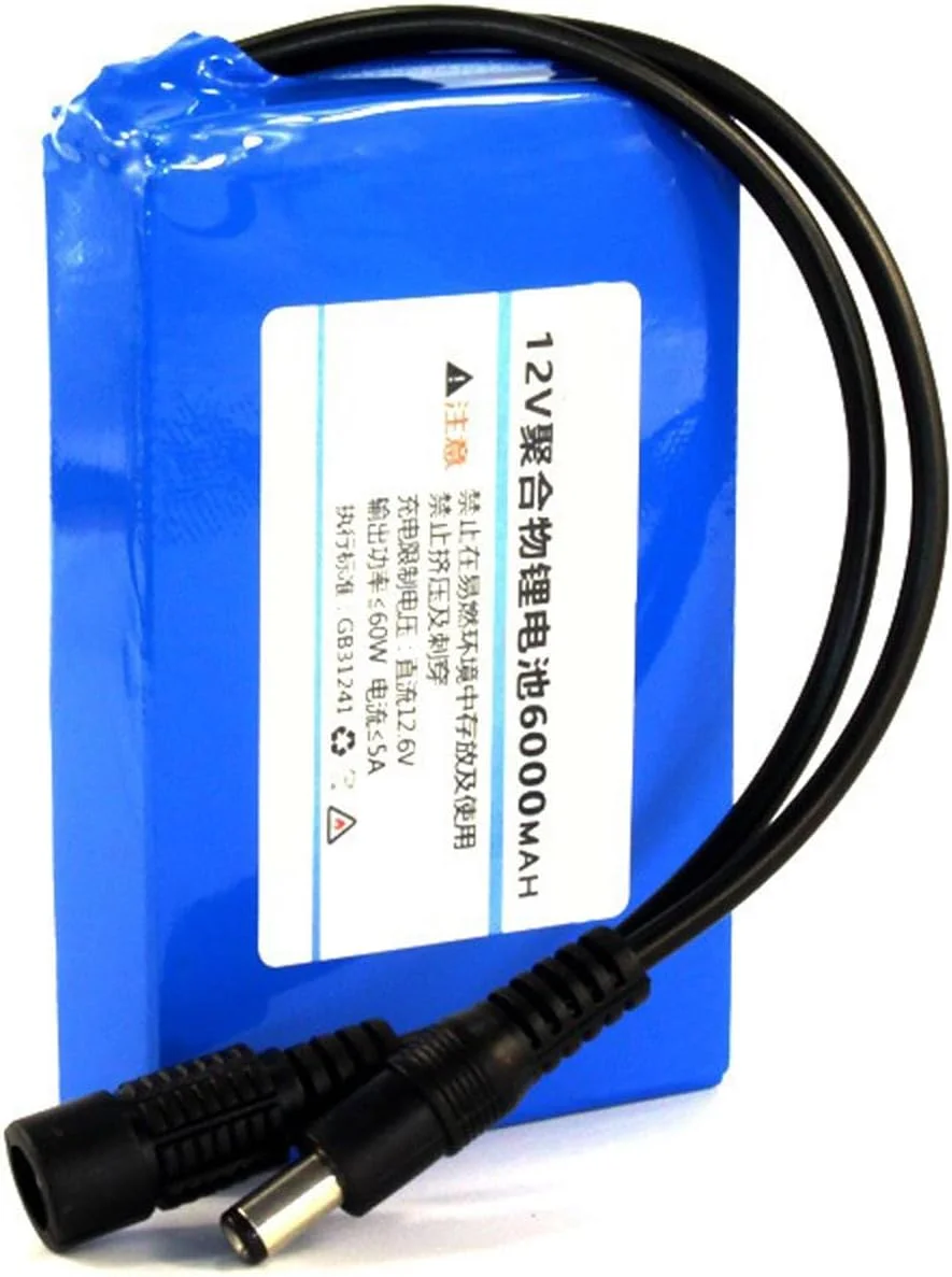 بسته باتری لیتیومی قابل شارژ 12 ولت 6000 میلی آمپر ساعت با ظرفیت بالا، مناسب برای چراغ های LED 12 ولت و شارژ در فضای باز