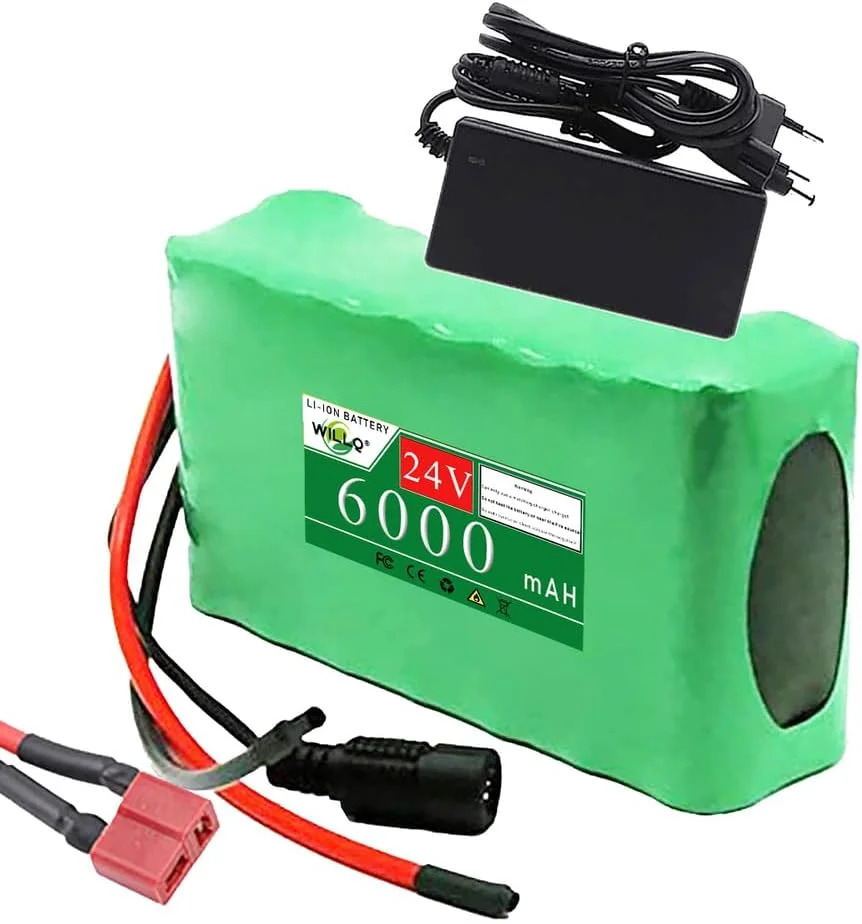 بسته باتری لیتیومی 24 ولت 6 آمپر ساعت برای دوچرخه برقی، 7S2P، جعبه PVC، لوازم جانبی جایگزین برای کیت تبدیل موتور اسکوتر تاشو برقی 50 وات 100 وات 150 وات