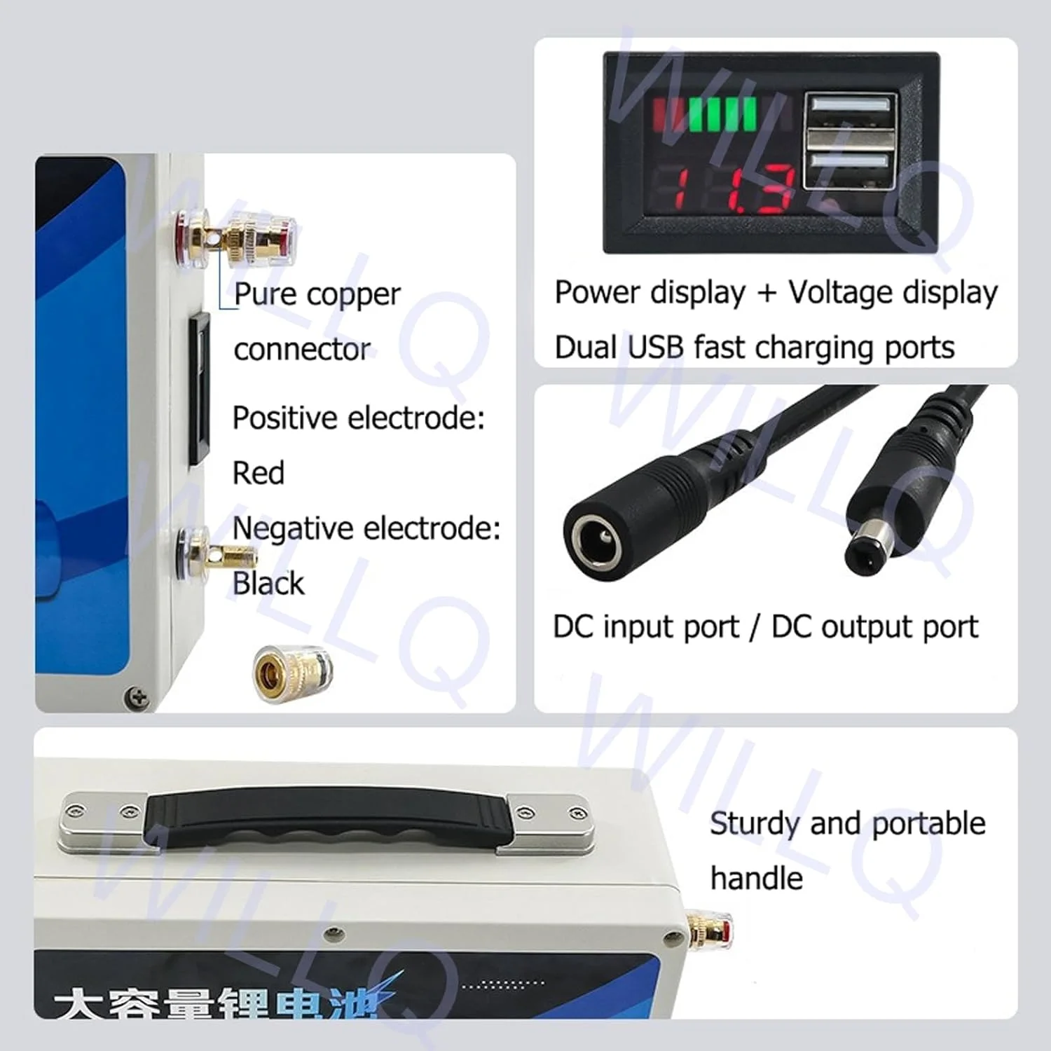 بسته باتری لیتیومی قابل شارژ DC 12V با ظرفیت 10AH 20AH 30AH 40AH 50AH 60AH 80AH 100AH برای روشنایی خورشیدی فضای باز/جعبه نور تبلیغاتی