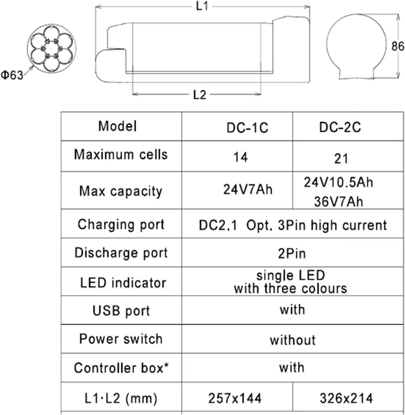 باتری لیتیومی تاشو قابل حمل دوچرخه، نوع بطری 24 ولت 7 آمپر ساعت 10.5 آمپر ساعت / 36 ولت 7 آمپر ساعت به همراه شارژر برای موتور دوچرخه کوهستانی 0-252 وات، 24v10.5ah