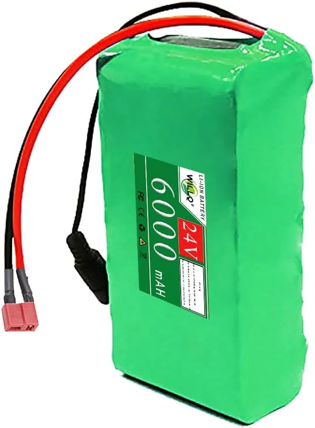 بسته باتری لیتیومی 24 ولت 6 آمپر ساعت برای دوچرخه برقی، 7S2P، جعبه PVC، لوازم جانبی جایگزین برای کیت تبدیل موتور اسکوتر تاشو برقی 50 وات 100 وات 150 وات