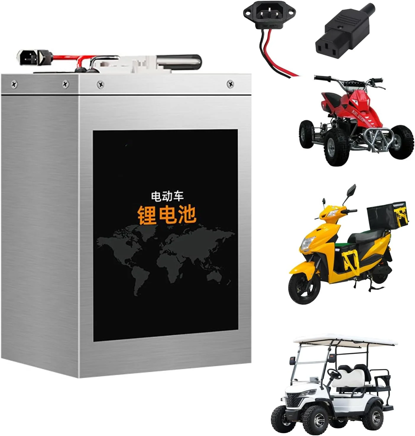 باتری لیتیومی موتور سیکلت 72 ولت 72V 35AH 40AH 50AH 55AH LiFePO4 برای موتور، دوچرخه، سه چرخه 0-4000 وات به همراه BMS و شارژر، 72v55ah