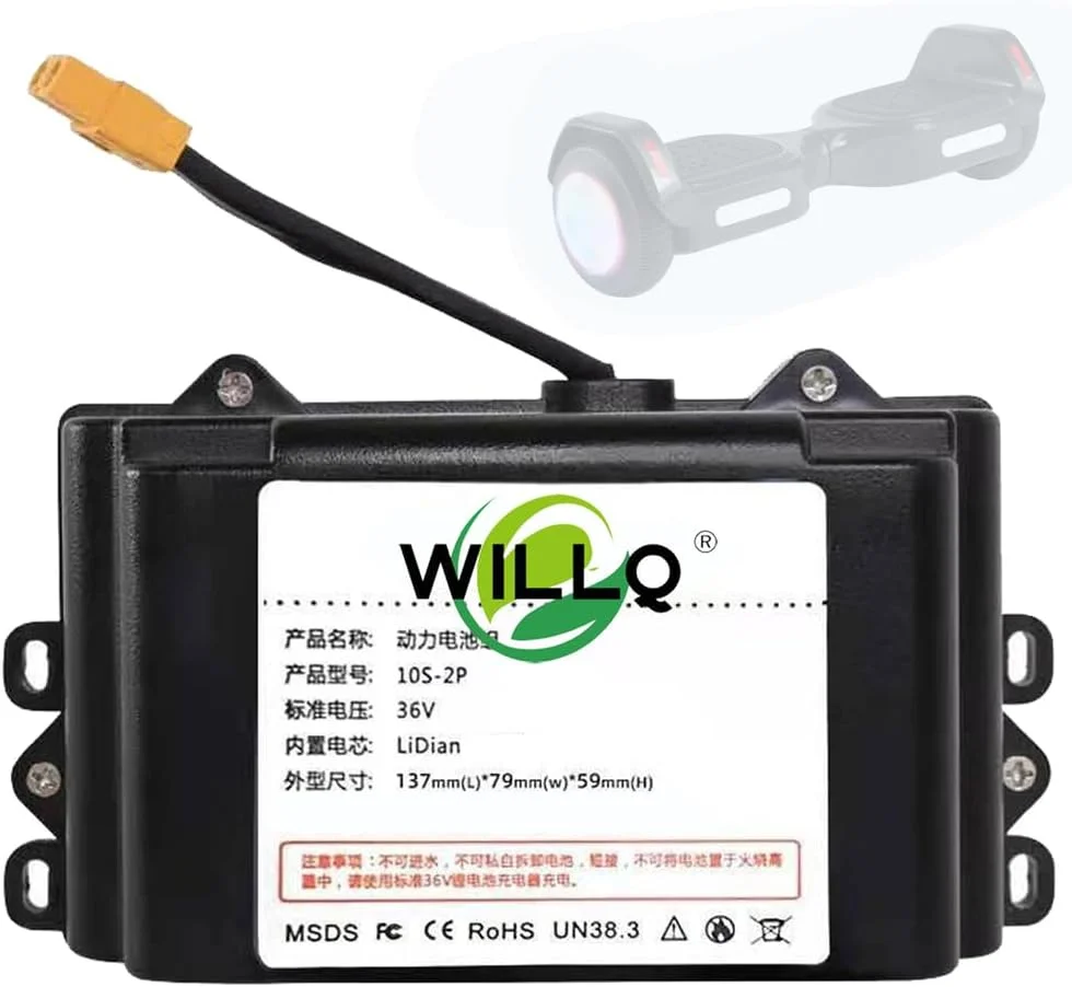 بسته باتری لیتیوم-یونی 36 ولت 2000mAh 3000mAh 4400mAh با عملکرد بالا برای کیت موتور ماشین تعادلی 0-158.4Wh، 36v3000mah