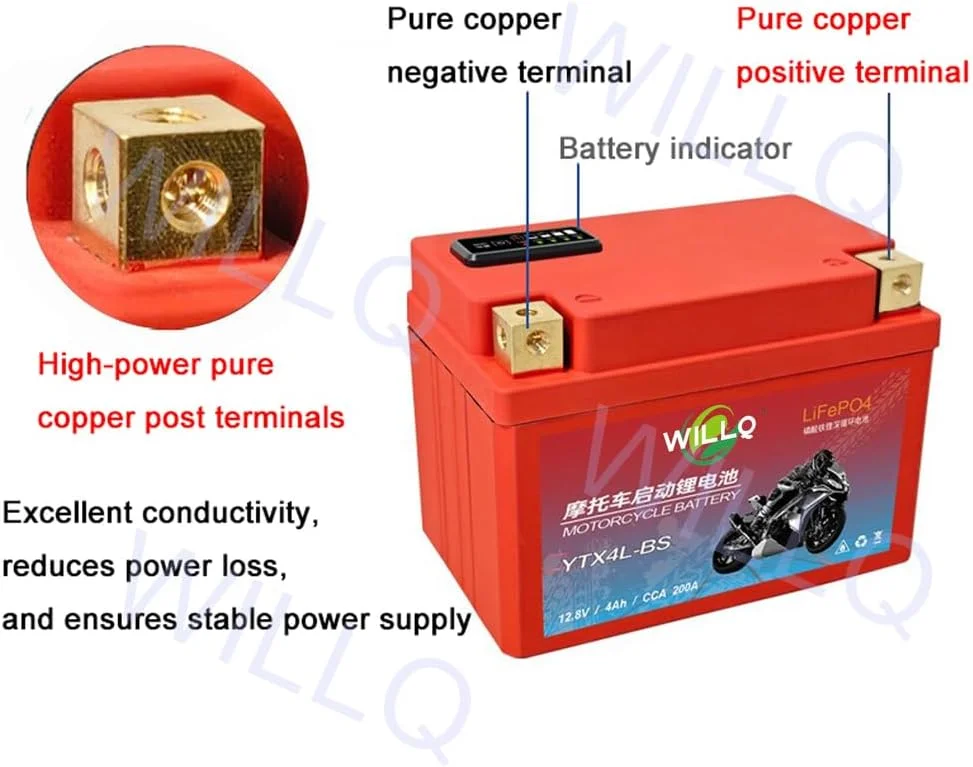 باتری استارت موتورسیکلت YTX20L-BS YTX30L-BS، باتری 12 ولت 20 آمپر ساعت 30 آمپر ساعت قابل شارژ جایگزین Powersport Start Stop LiFePO4 برای ATV و اسکوتر، Ytx30l bs