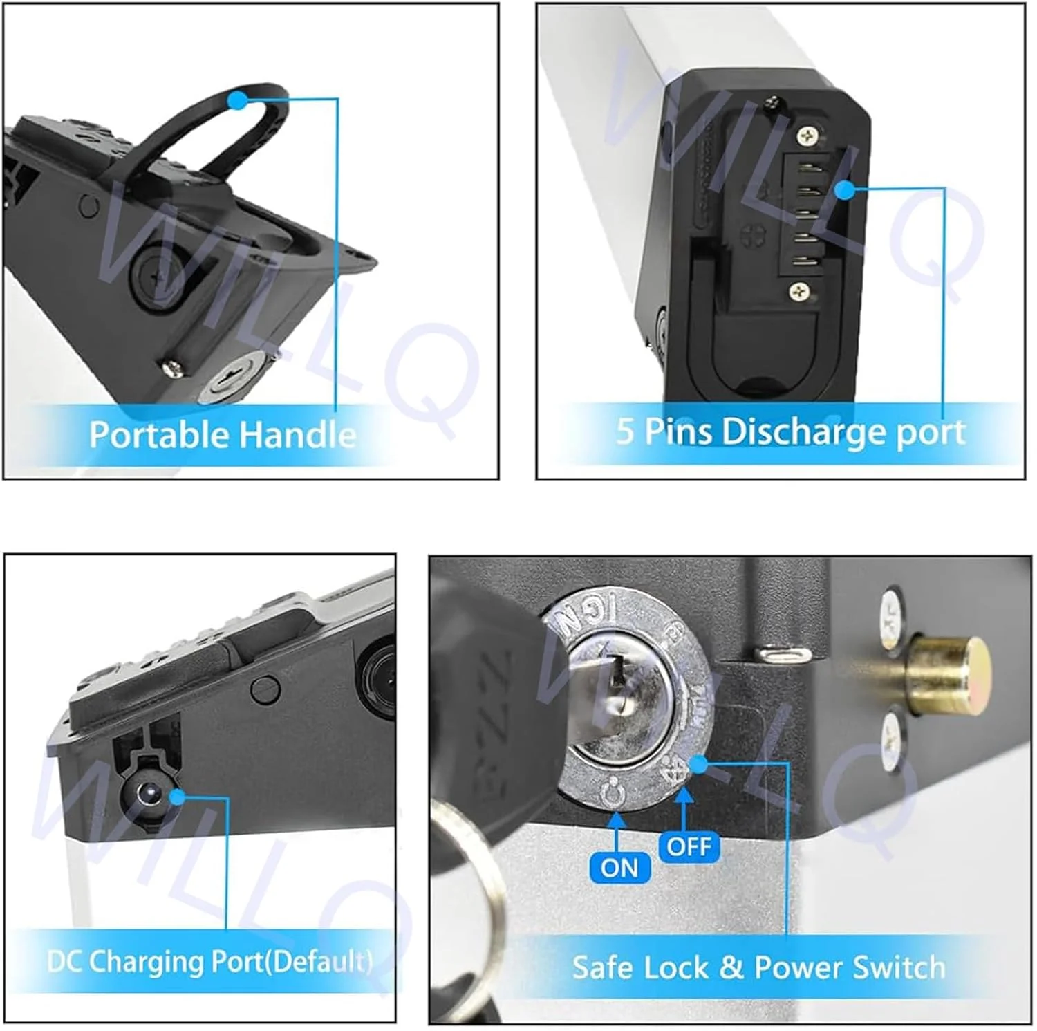 باتری تاشو دوچرخه 48 ولت 52 ولت 13 آمپر ساعت 16 آمپر ساعت 17.5 آمپر ساعت، باتری پشتیبان لیتیومی داخلی لوازم جانبی اسکوتر با BMS برای موتور 0-1000 وات، 48v13ah