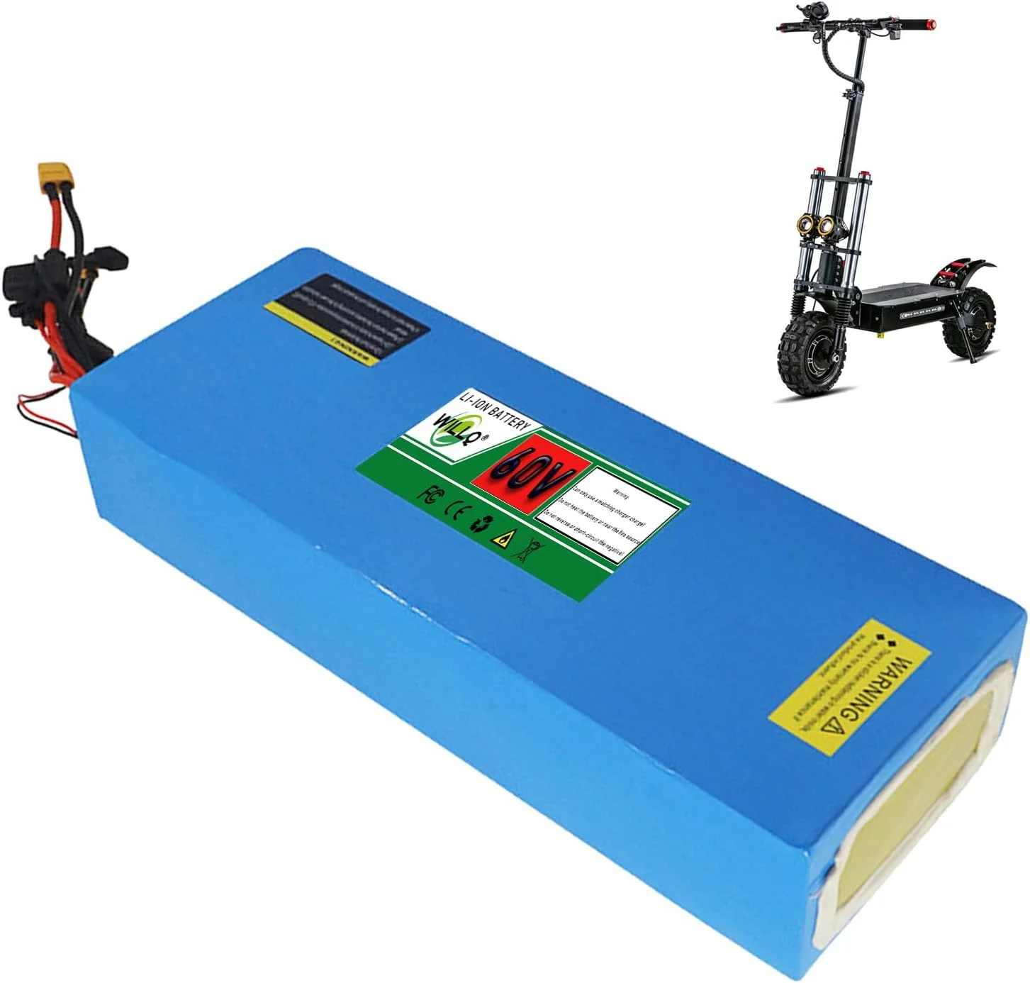 بسته باتری لیتیوم یون 60 ولت 52 ولت 15.6 آمپر ساعت 18.2 آمپر ساعت 20.8 آمپر ساعت 60 ولت 23.4 آمپر ساعت 26 آمپر ساعت برای کیت های تبدیل موتور دوچرخه برقی 500 وات 1000 وات 1500 وات، 60v18.2ah