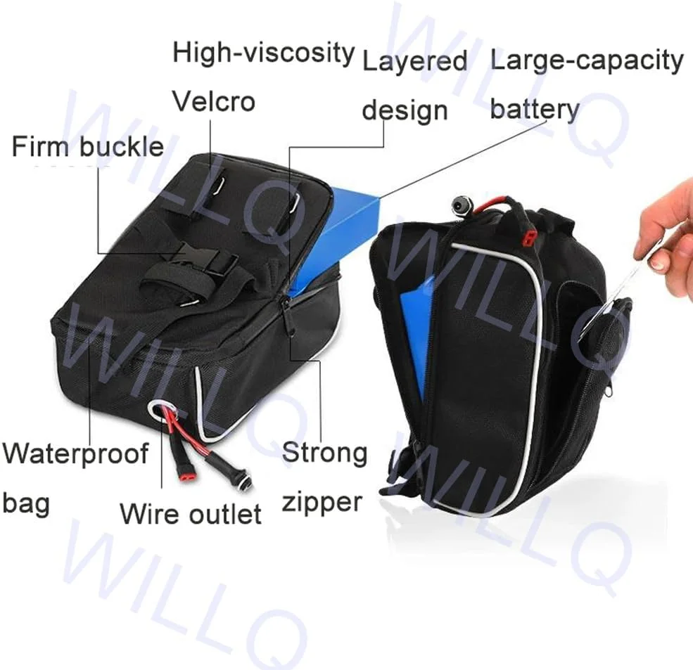 باتری لیتیومی 24 ولت 36 ولت 48 ولت 10 آمپر ساعت 12 آمپر ساعت 15 آمپر ساعت 18 آمپر ساعت 20 آمپر ساعت 25 آمپر ساعت 30 آمپر ساعت جایگزین باتری اسکوتر برقی با پلاگ DC + T برای کیت موتور Ebike 0-1500W به همراه کیف، 24v10ah