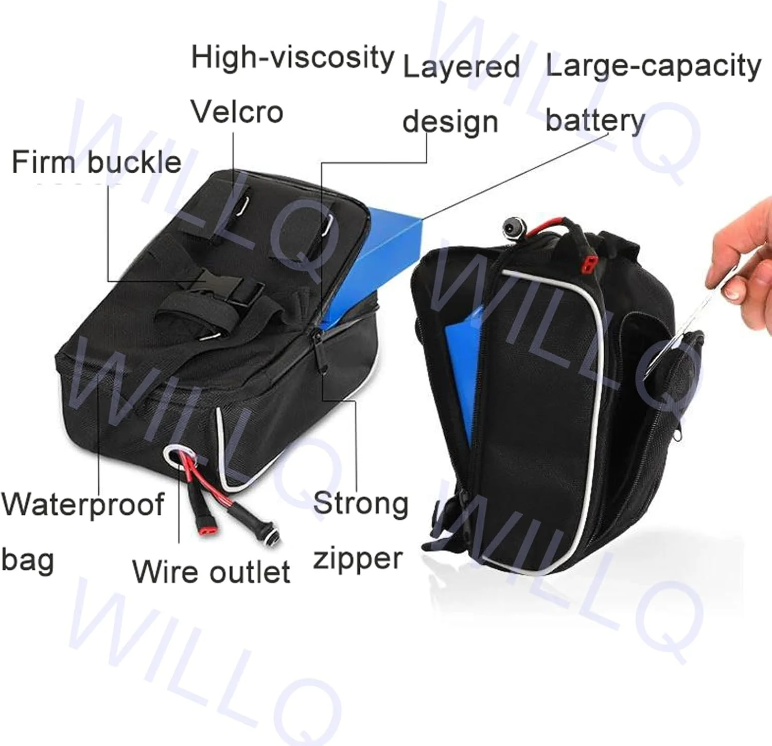 باتری لیتیومی 24 ولت 36 ولت 48 ولت 10 آمپر ساعت 12 آمپر ساعت 15 آمپر ساعت 18 آمپر ساعت 20 آمپر ساعت 25 آمپر ساعت 30 آمپر ساعت جایگزین باتری اسکوتر برقی با پلاگ DC + T برای کیت موتور 0-1500 وات به همراه کیف، 48v20ah
