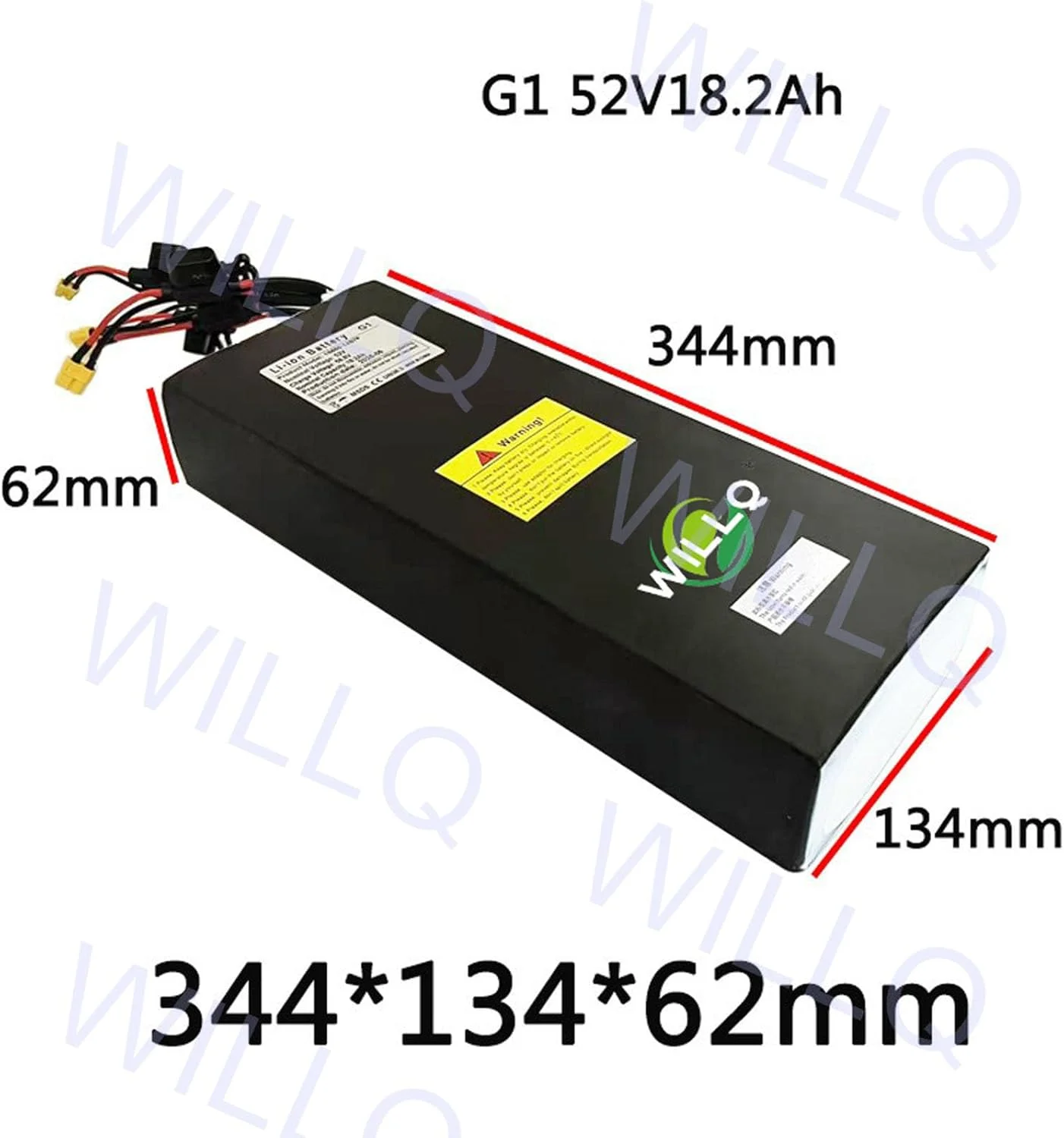 بسته باتری لیتیومی قابل شارژ 52 ولت 18.2 آمپر ساعتی اسکوتر برقی 14S7P با BMS و دوشاخه XT60+XT30 برای کیت موتور اسکوتر تاشو 0-1000 وات