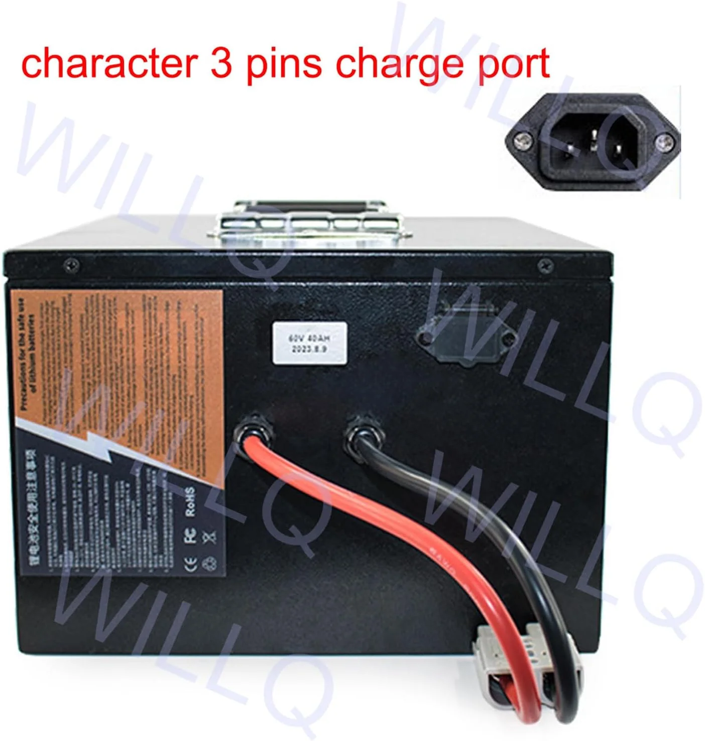 بسته باتری لیتیوم آهن فسفات 60 ولت 60 آمپر ساعت، 80 آمپر ساعت، 100 آمپر ساعت جایگزین باتری موتورسیکلت، سه چرخه برقی و گلف کارت با BMS برای موتور 0-6000 وات