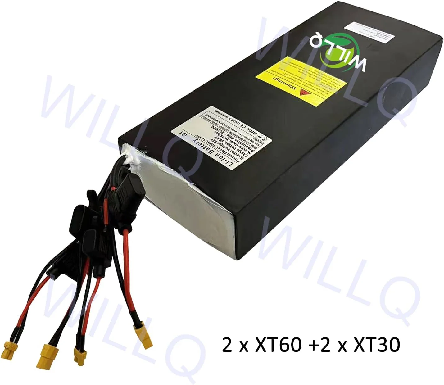 بسته باتری لیتیومی قابل شارژ 52 ولت 18.2 آمپر ساعتی اسکوتر برقی 14S7P با BMS و دوشاخه XT60+XT30 برای کیت موتور اسکوتر تاشو 0-1000 وات