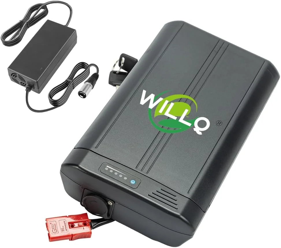 بسته باتری لیتیومی رک عقب دوچرخه/ویلچر برقی 24 ولت 10 آمپر ساعت/11.6 آمپر ساعت با پلاگ اندرسون