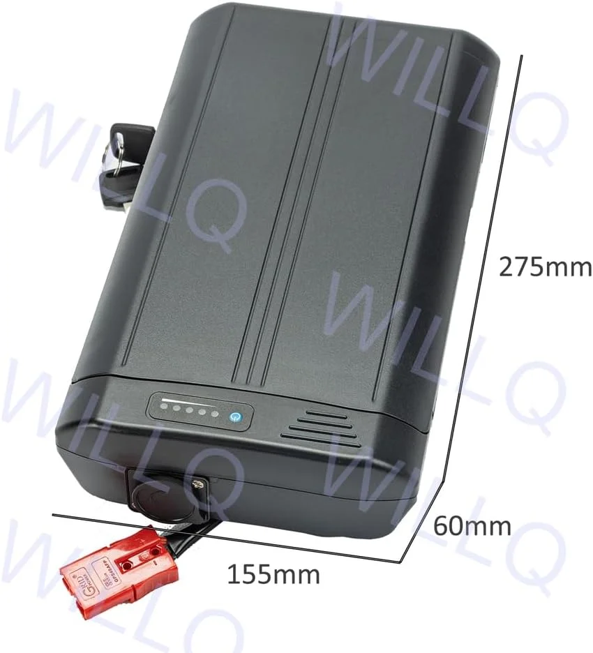 بسته باتری لیتیومی رک عقب دوچرخه/ویلچر برقی 24 ولت 10 آمپر ساعت/11.6 آمپر ساعت با پلاگ اندرسون