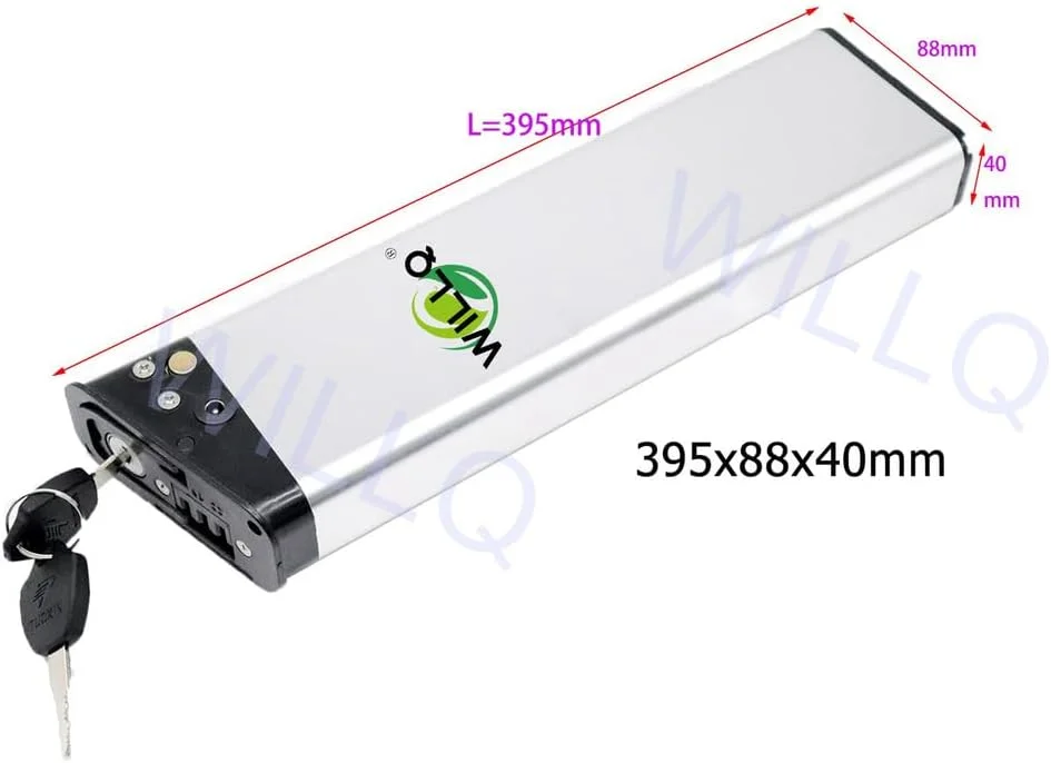 باتری لیتیومی داخلی دوچرخه برقی 36 ولت با ظرفیت 7.8 آمپر ساعت، 9 آمپر ساعت، 10.4 آمپر ساعت، 10.5 آمپر ساعت، 12 آمپر ساعت برای موتور تاشو 100 وات، 200 وات، 300 وات، 400 وات با پورت 3 پین