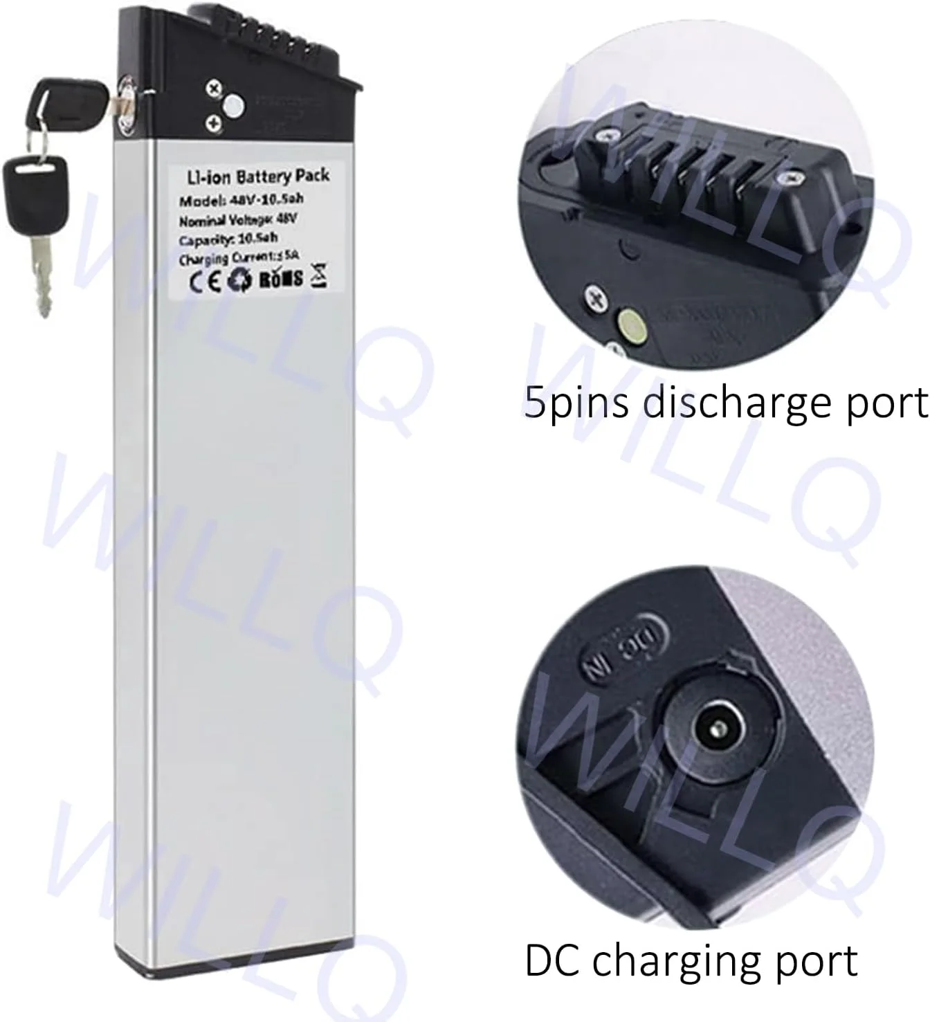 بسته باتری لیتیومی 48 ولت 10.4 آمپر ساعت 14 آمپر ساعت برای دوچرخه برقی، موتور اسکوتر تاشو 250 وات 350 وات 500 وات 650 وات به همراه شارژر، 48 ولت 14 آمپر ساعت