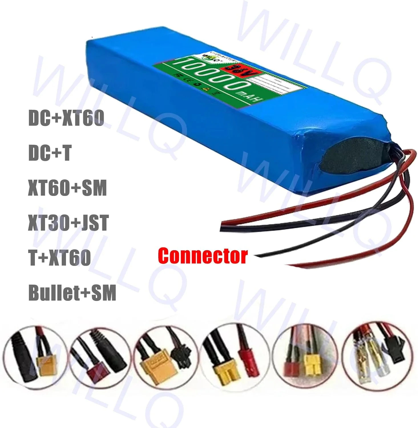 بسته باتری لیتیومی 36 ولت 10000 میلی آمپر ساعت برای اسکوتر برقی، باتری جایگزین 10 آمپر ساعت PVC با BMS برای کیت اصلاح شده موتور دوچرخه 0-350 وات، T+dc