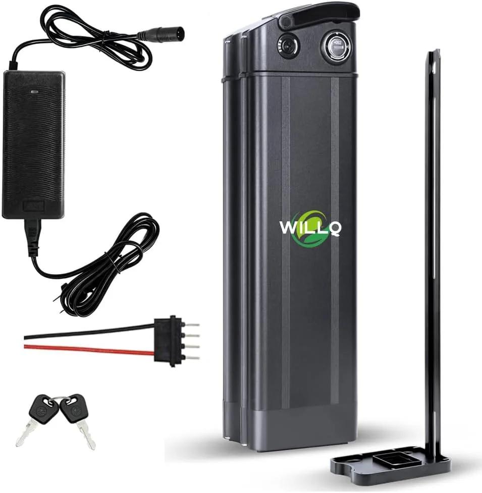 باطری لیتیومی 36 ولت برای دوچرخه برقی 10Ah 13Ah 15Ah 20Ah با قفل ایمن و چراغ نشانگر LED برای کنترلر موتور 0-750 وات, 36v15ah