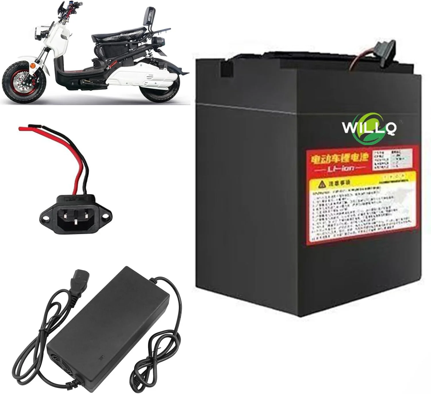 بسته باتری لیتیومی 60 ولت 72 ولت 20 آمپر ساعت 25 آمپر ساعت 30 آمپر ساعت 35 آمپر ساعت 50 آمپر ساعت 60 آمپر ساعت اسکوتر برقی به همراه شارژر برای کیت موتور 1000 وات - 3500 وات، 72 ولت، 25 آمپر ساعت