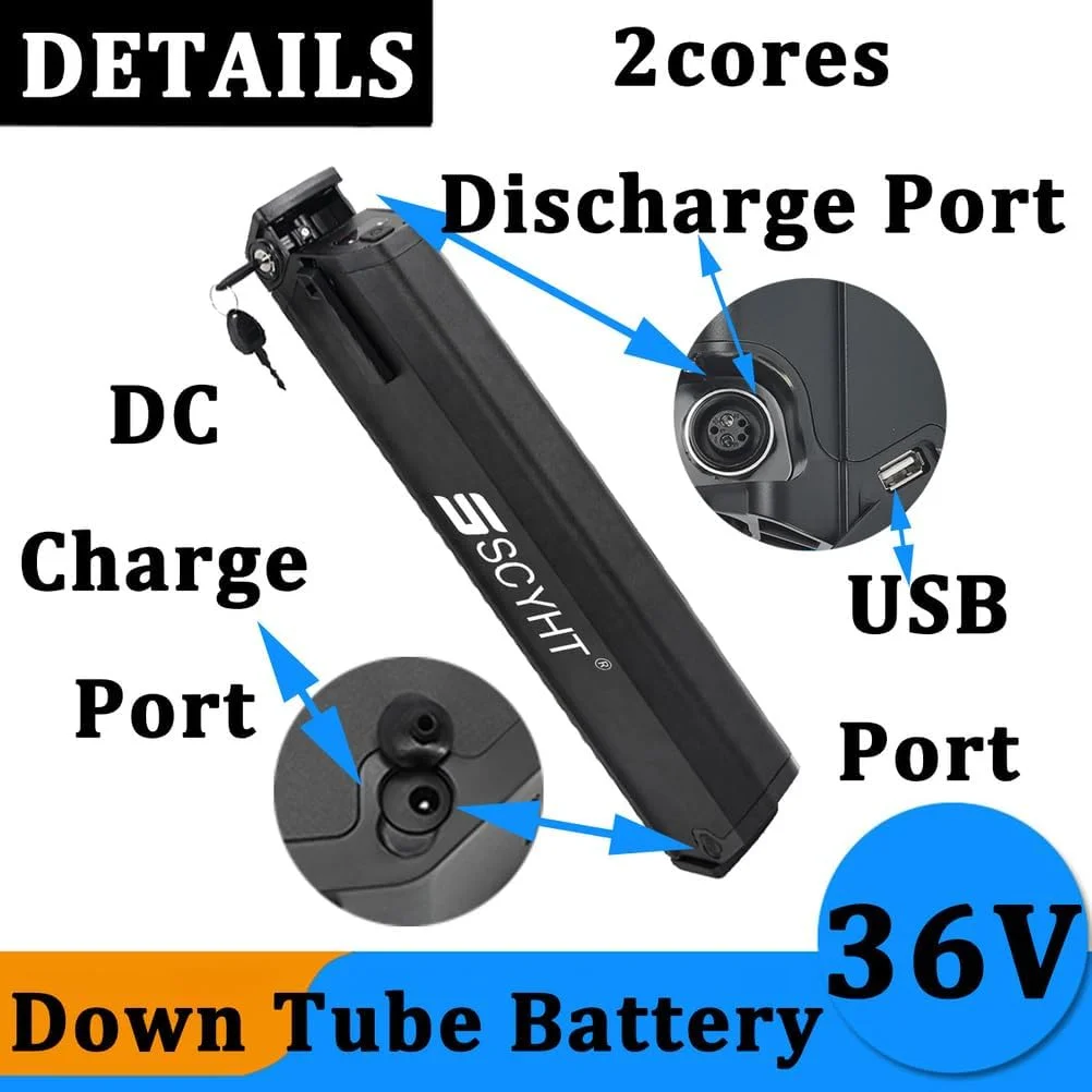 باتری لیتیومی 36 ولت 7.5 آمپر ساعت، باتری قابل شارژ 7.5 آمپر ساعت لیتیوم یون 36 ولت، باتری های لوله پایین 36 ولت برای موتورهای 50 تا 300 وات به همراه شارژر و پورت 2 هسته ای