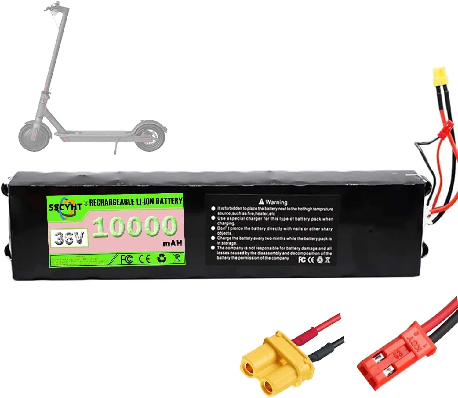 بسته باتری لیتیوم یونی 36 ولت 10 آمپر ساعت برای اسکوتر برقی، جایگزین باتری دوچرخه برقی، دارای BMS 20A داخلی برای کیت موتور دوچرخه تاشو 100W 250W 350W